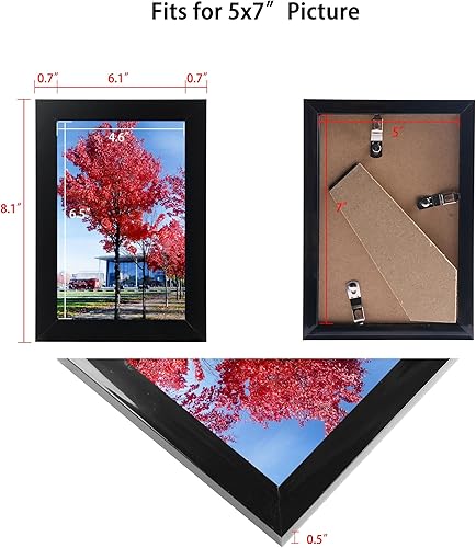 Miniatura 3 de Medog Juego de 1 portarretratos de 5 x 7 pulgadas, marco de fotos negro de 5 x 7 pulgadas, para collage de fotos, marco de fotos de 5 x 7 pulgadas