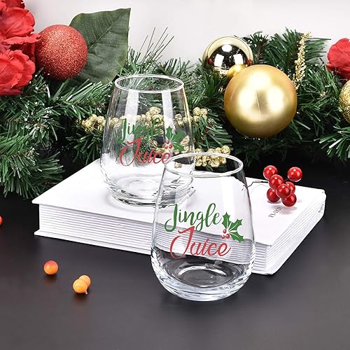Miniatura 4 de Jingle Juice - Copas de vino de Navidad, 15 onzas, divertidas copas de vino sin tallo para mujeres, amigos y hombres, idea de regalo para Navidad,