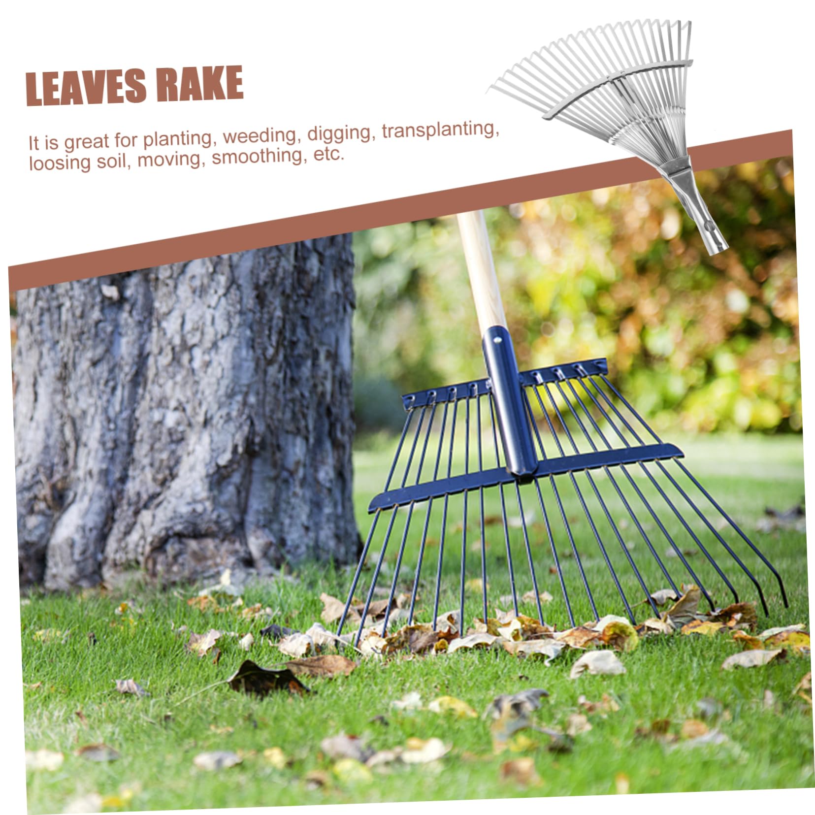 Rastrello da giardino in acciaio inox con manico estensibile, rastrello leggero e multifunzionale per giardinaggio efficiente e allentamento del terreno in spazi esterni