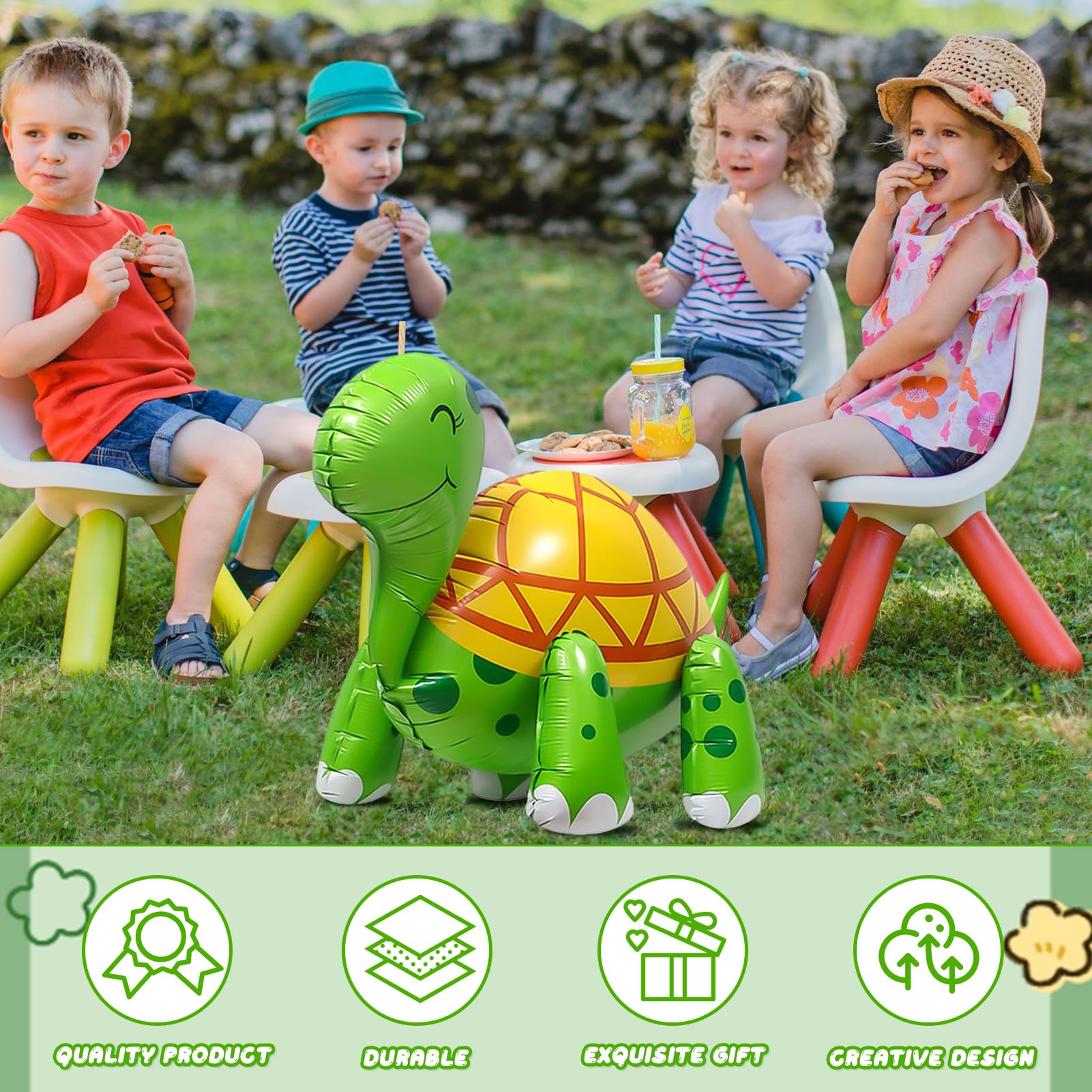 Palloncino Tartaruga Gigante 4D In Foil - Palloncino A Forma Di Animale XXL Per Decorazioni Feste Di Compleanno Bambini - Tema Tartaruga