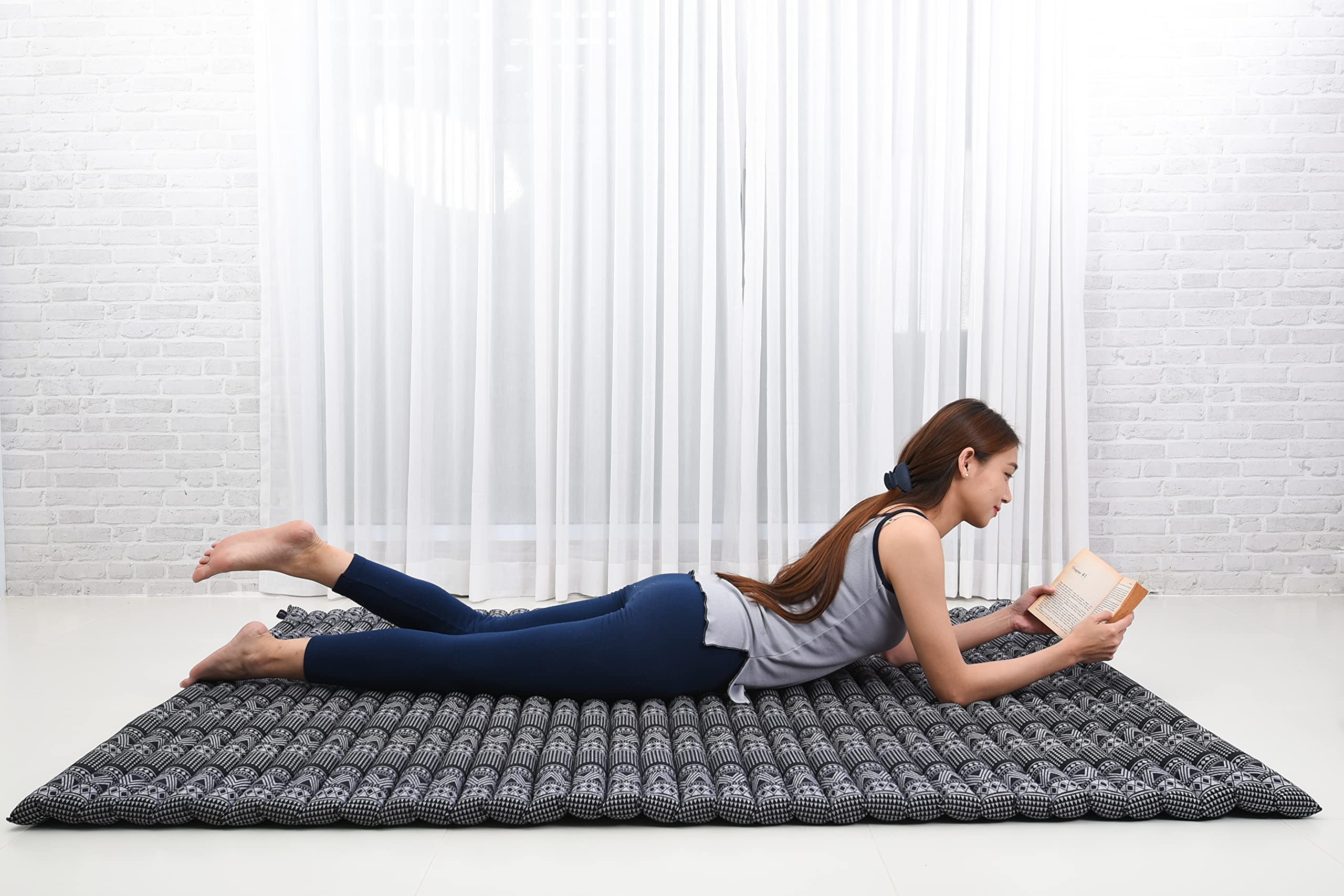 Japanse tatami-mat, katoenen futonpad, oprolbare matras voor enkele vloer met herbruikbare vacuüm opbergtas, opvouwbaar ligbed, logeerbed voor camping, bank, studentenslaapzaal (90 x 190 cm, grijs