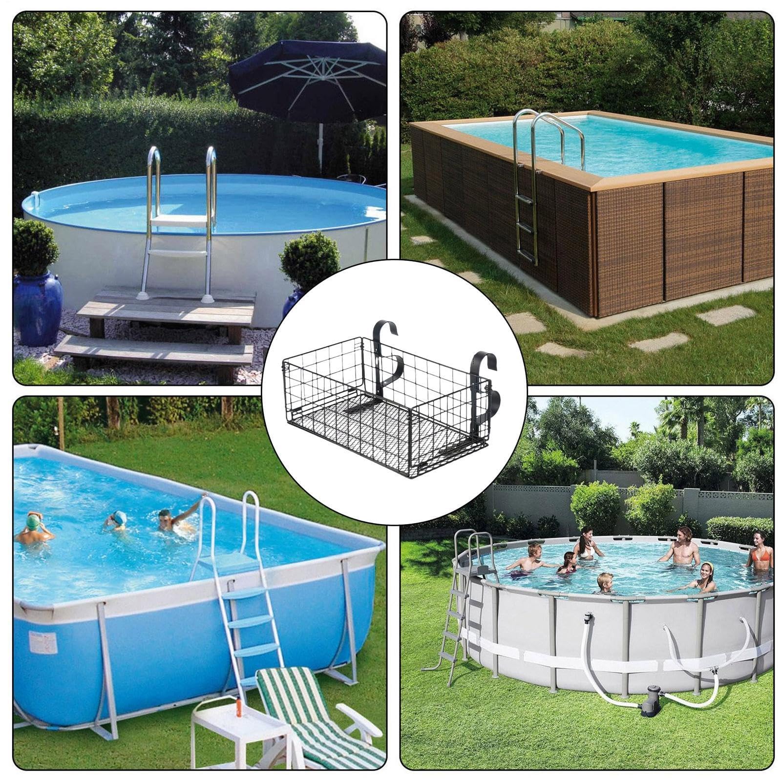 Cestino Da Bordo Piscina Organizer Contenitore In Filo Metallico | Cesto Contenitore Portaoggetti Da Piscina per Giocattoli, Bevande e Asciugamani, Ideale per Spiaggia, Giardino, Terrazza e
