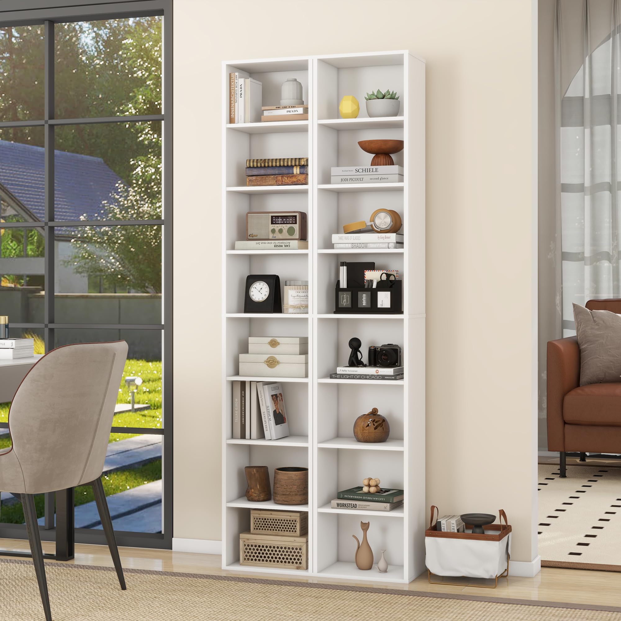 Afted rack 本棚 900x350x900mm BYBLIGHT Eulas 71.85 in. Tall Yellow Wood 5-Shelf Standard