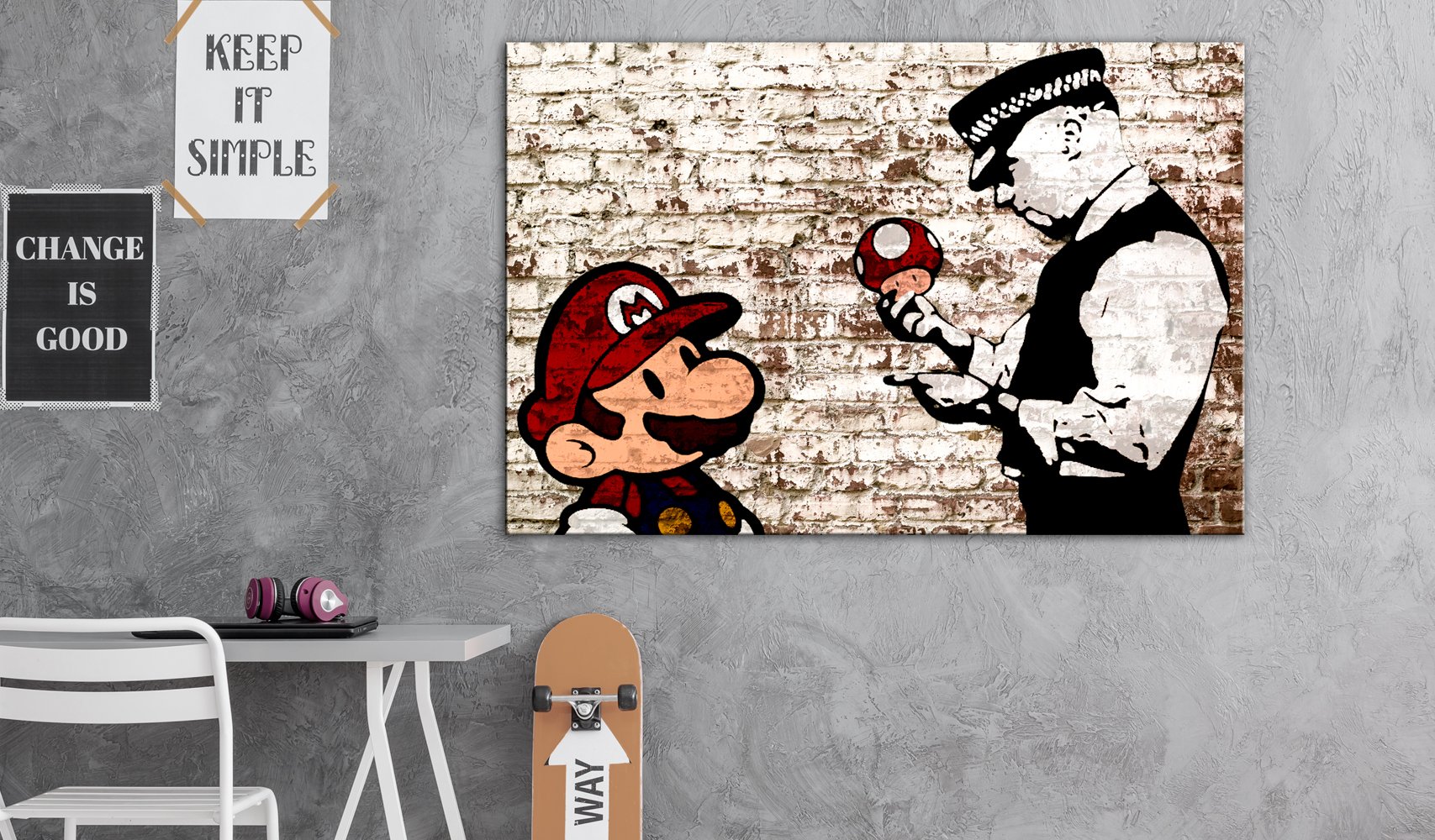 artgeist Acoustic Canvas Wall Art Print Banksy 35x24 in - 1pcs Picture with Acoustic Foam Sound Print Artwork Room Acoustics Soundproofing i-C-0102-b-a