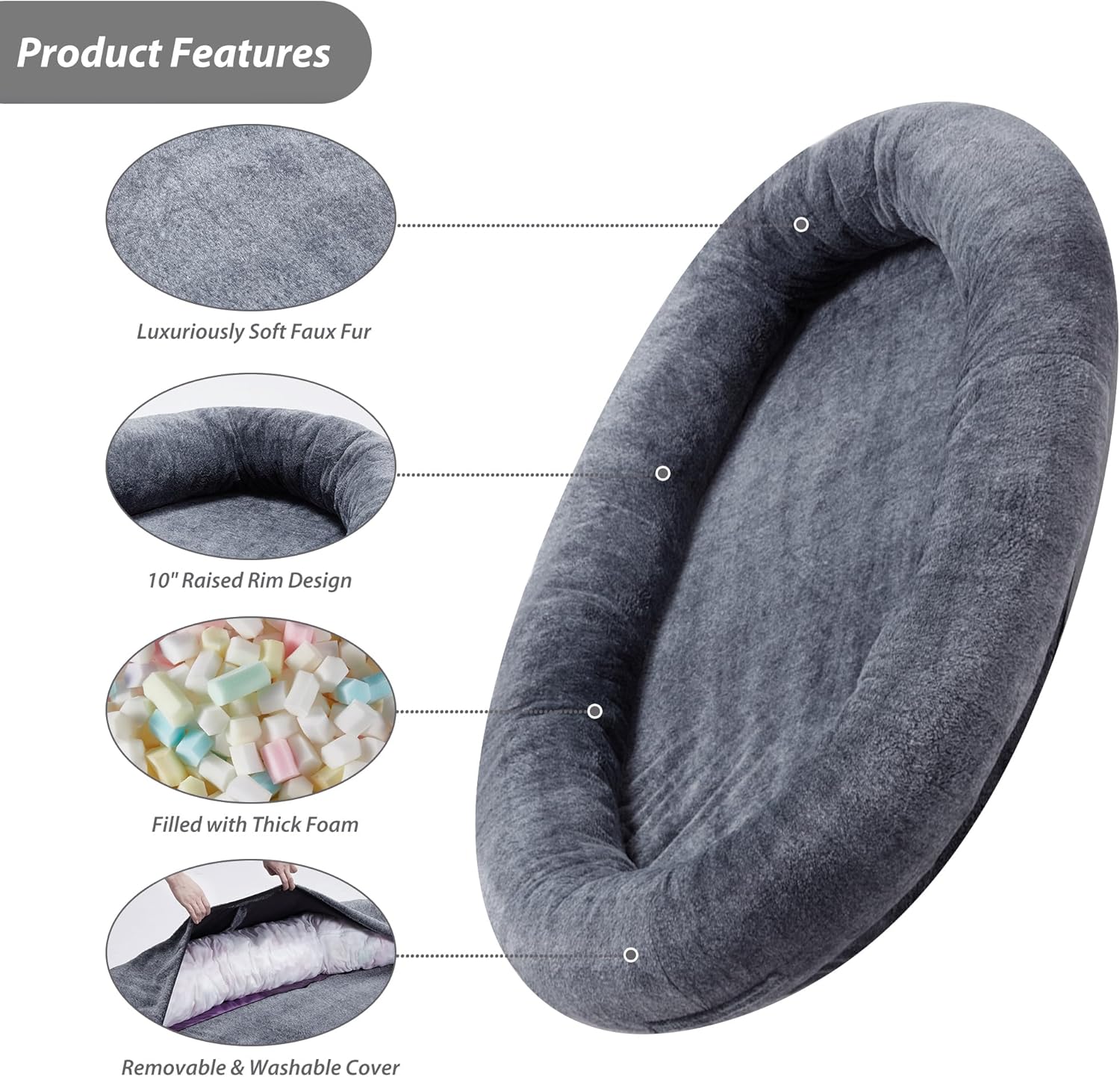 review Large Human Dog Bed Bean Bag Bed for Humans Giant Beanbag Dog Bed with Blanket for People, Families, Pets,72