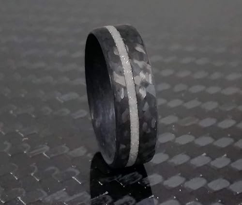 Miniatura 6 de Handmade Ring Band - Men's or Women's Full Carbon Fiber Twill Ring with Diamond Inlay, Matte or High Gloss Finish, Durable, Waterproof, Sizes 4-16,