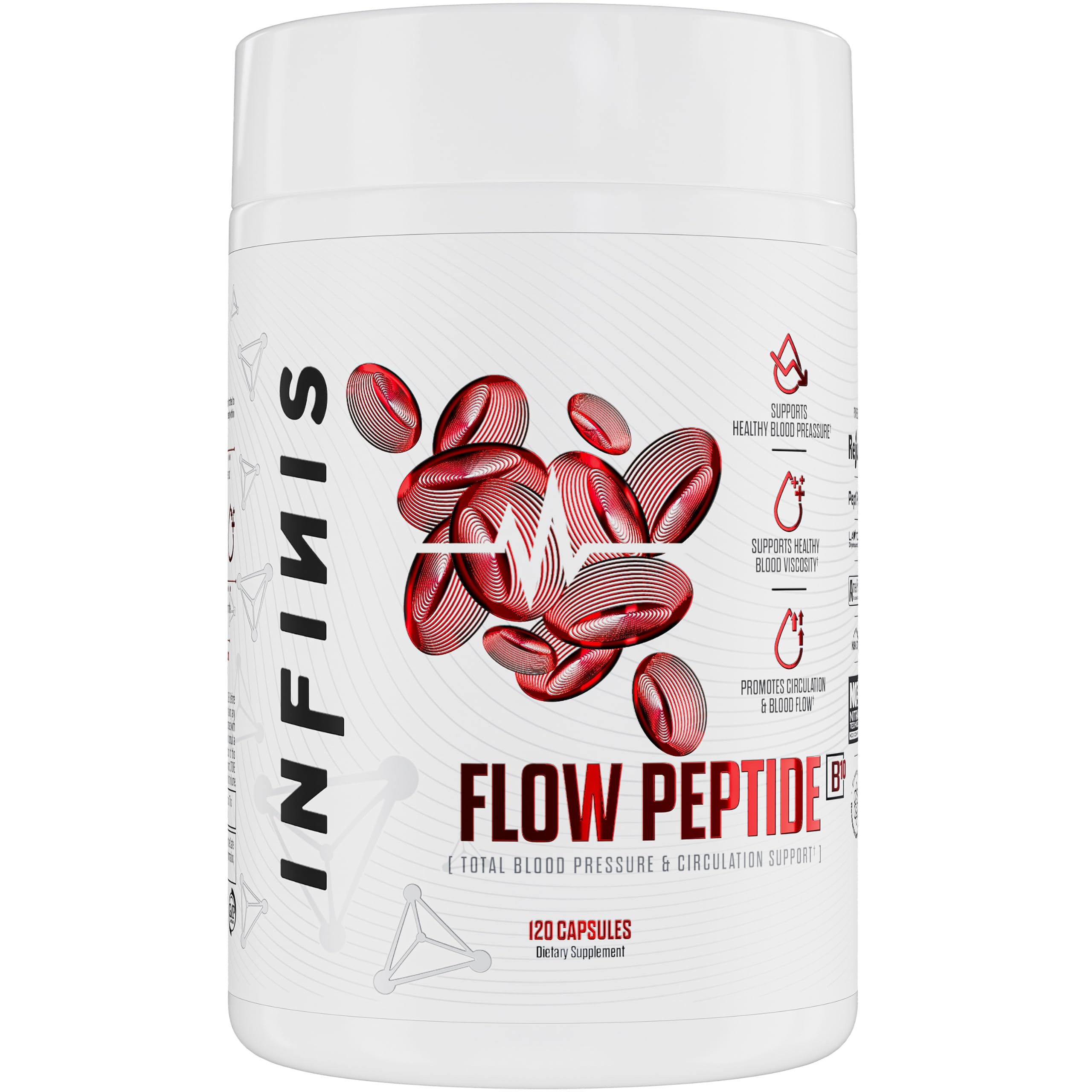 INFINIS Suplemento para Pré-Treino com Peptídeos e Nitrato, 120 cápsulas