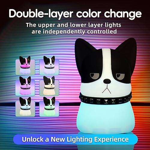 Miniatura 104 de Luz nocturna LED de gato, 16 colores regulables para guardería, luz nocturna kawaii, súper blanda de silicona recargable por USB, lámpara de noche