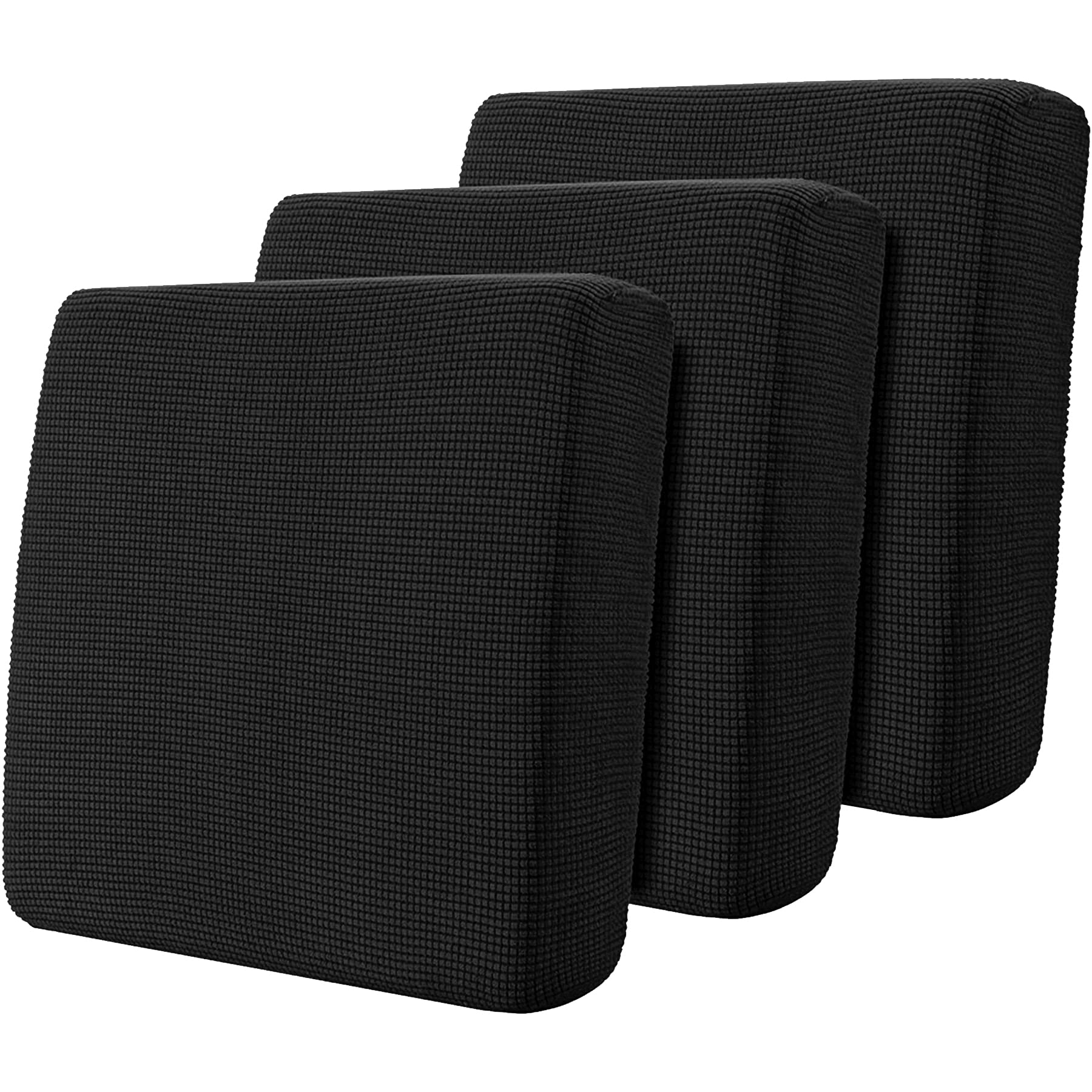 Hokway Stretch Couch Cushion Slipcovers Reversible Cushion Replacement Slipcovers Sofa Cushion Covers(Black, 3)