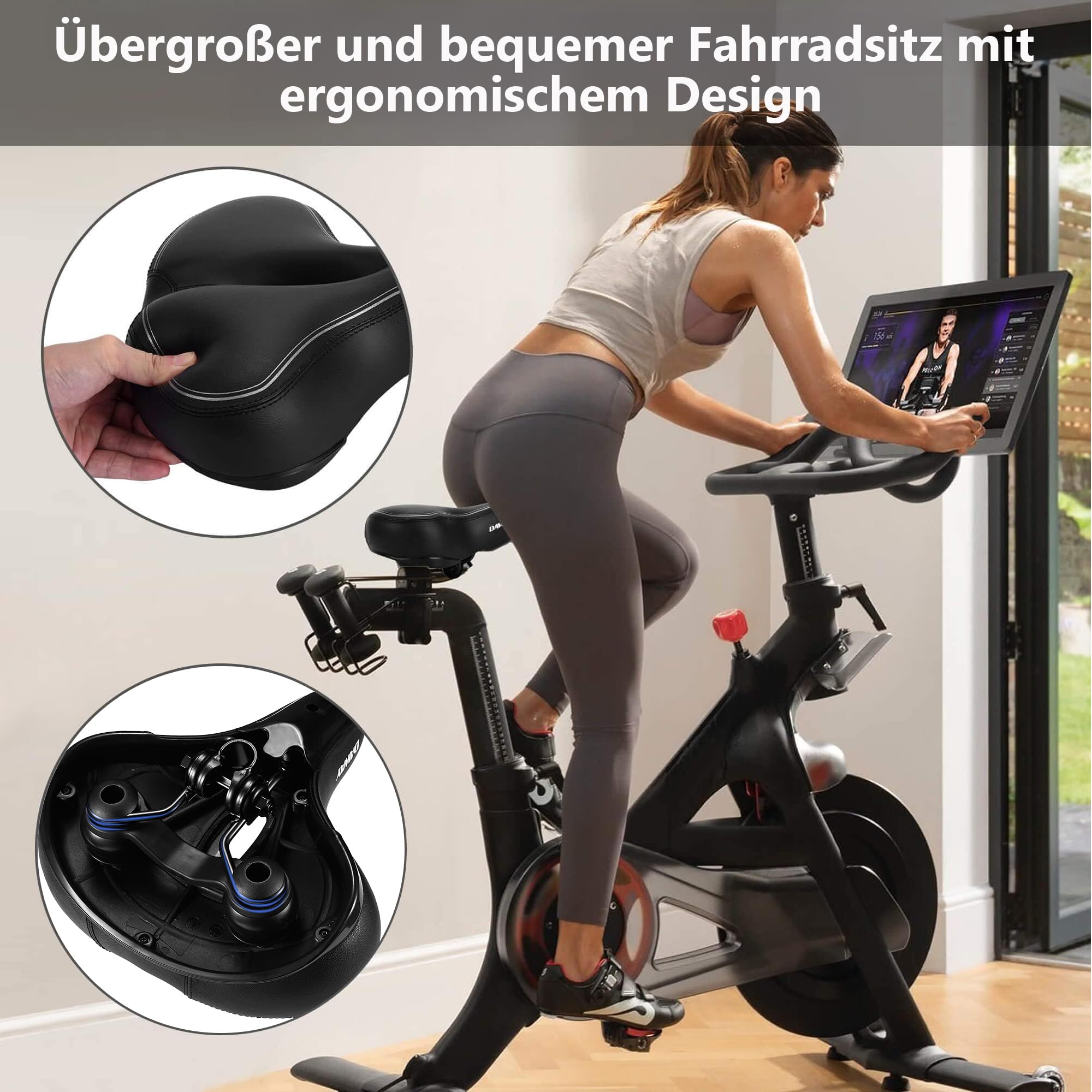 DAWAY C30 Bequemer Übergroßer Fahrradsattel - Extra Breiter Heimtrainer Fahrrad Sattel für Damen Herren Senioren, Universal Ersatz fahrradsitz für MTB, Ebike, Cityrad, Rennrad, Weich Schaum Gepolstert