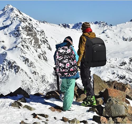Miniatura 8 de Octsky Bolsa para botas de esquí, mochila de viaje para botas de esquí de 50 litros, bolsa de snowboard para casco de esquí, gafas, guantes, esquís