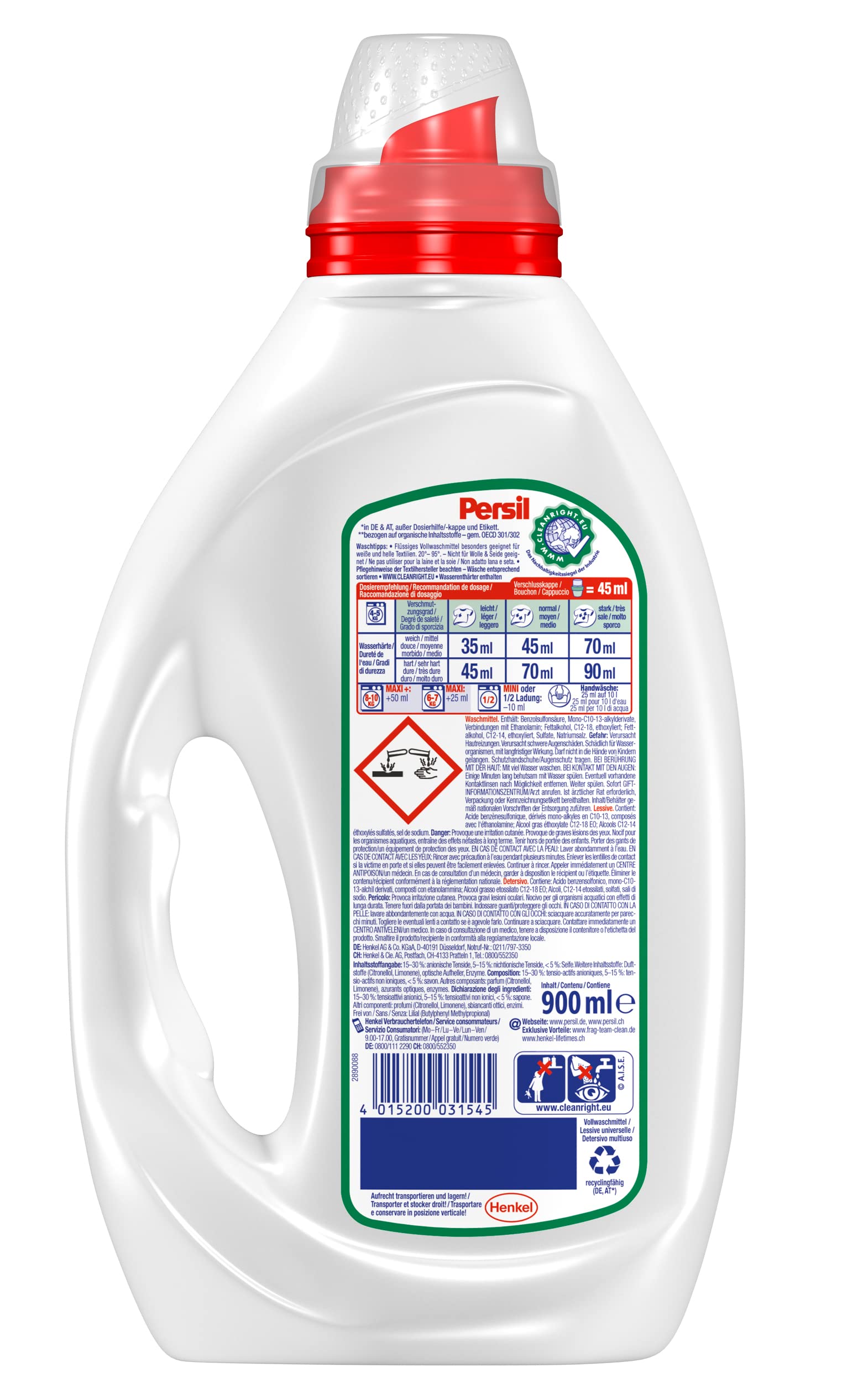 Persil Universal Kraft-Gel (6 x 20 Waschladungen), Flüssigwaschmittel mit Tiefenrein Technologie, Waschmittel für reine Wäsche und hygienische Frische für die Maschine, wirksam ab 20 °C