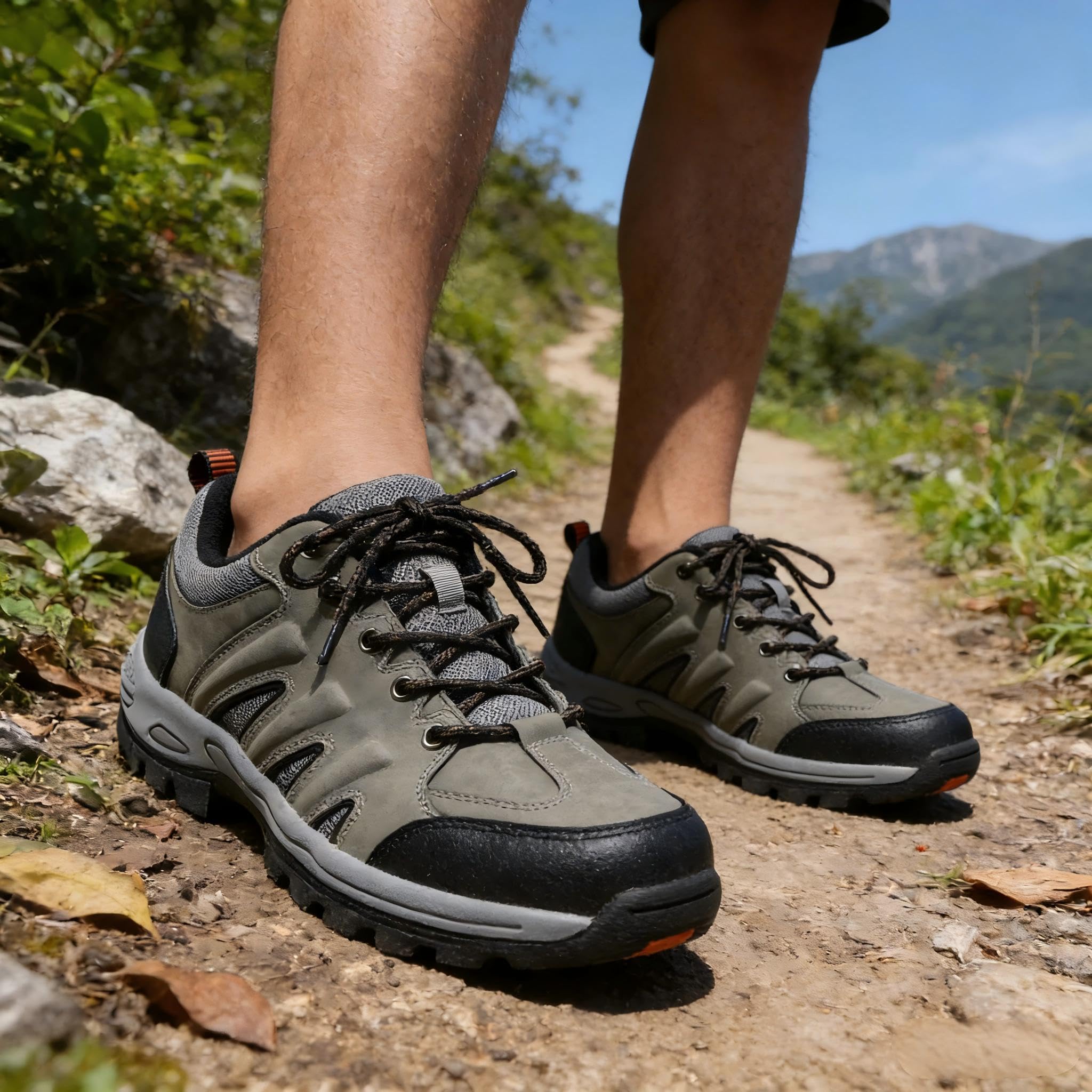 YOUTHUP Hommes Chaussures de Randonnée D'extérieur Antidérapantes et Respirantes Chaussure Basse pour Marche à Lacets Mode