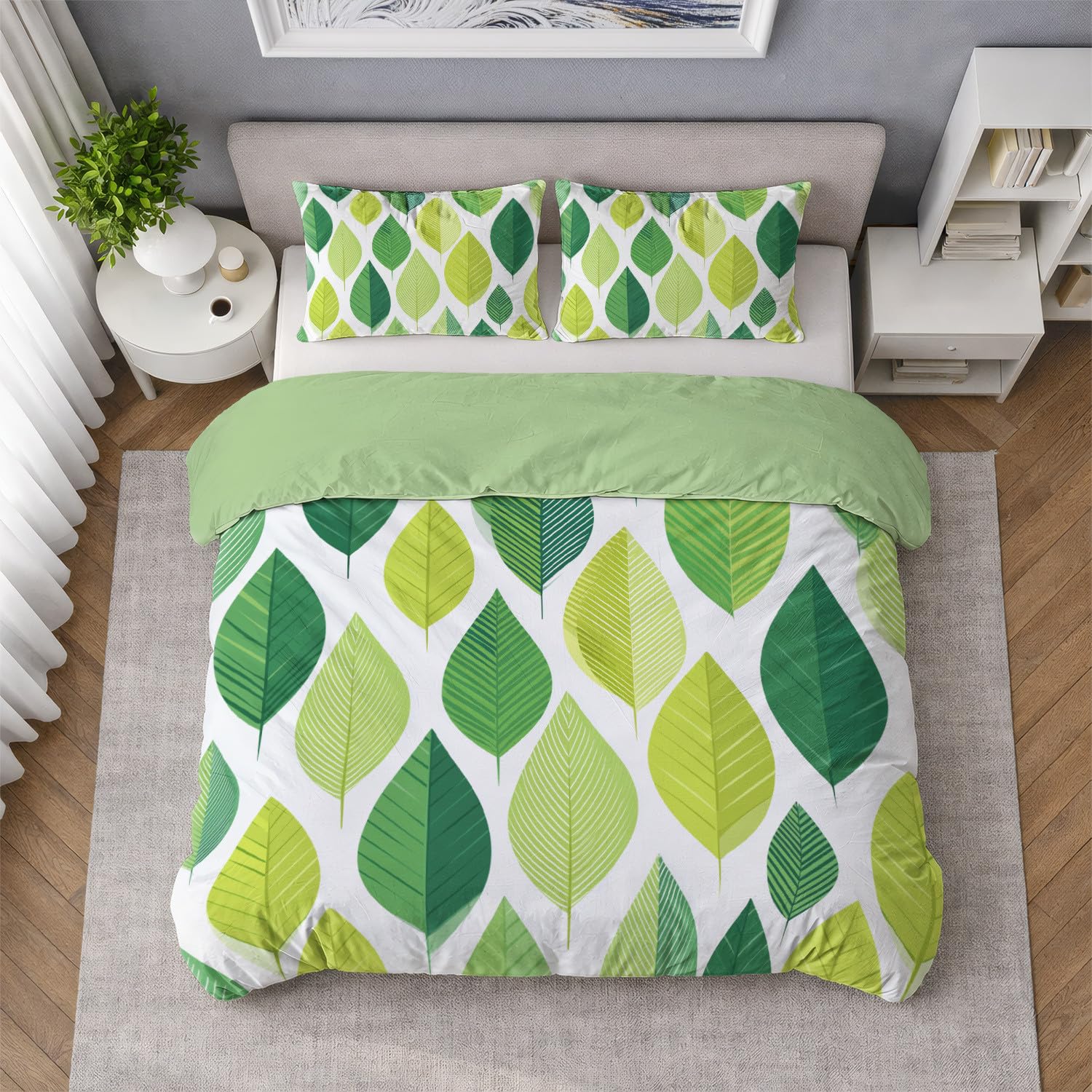 Generisch Zestawy pościeli 180 x 200 cm, zielona trawa, oddychająca, można prać w pralce, dwustronna poszwa na kołdrę z poszewką na poduszkę, miękka i nadająca się do prania, pościel z zamkiem