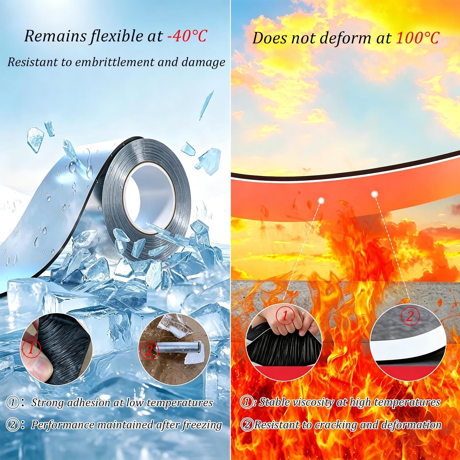 Cinta de aluminio, cinta impermeable de 1,5 mm para conductos