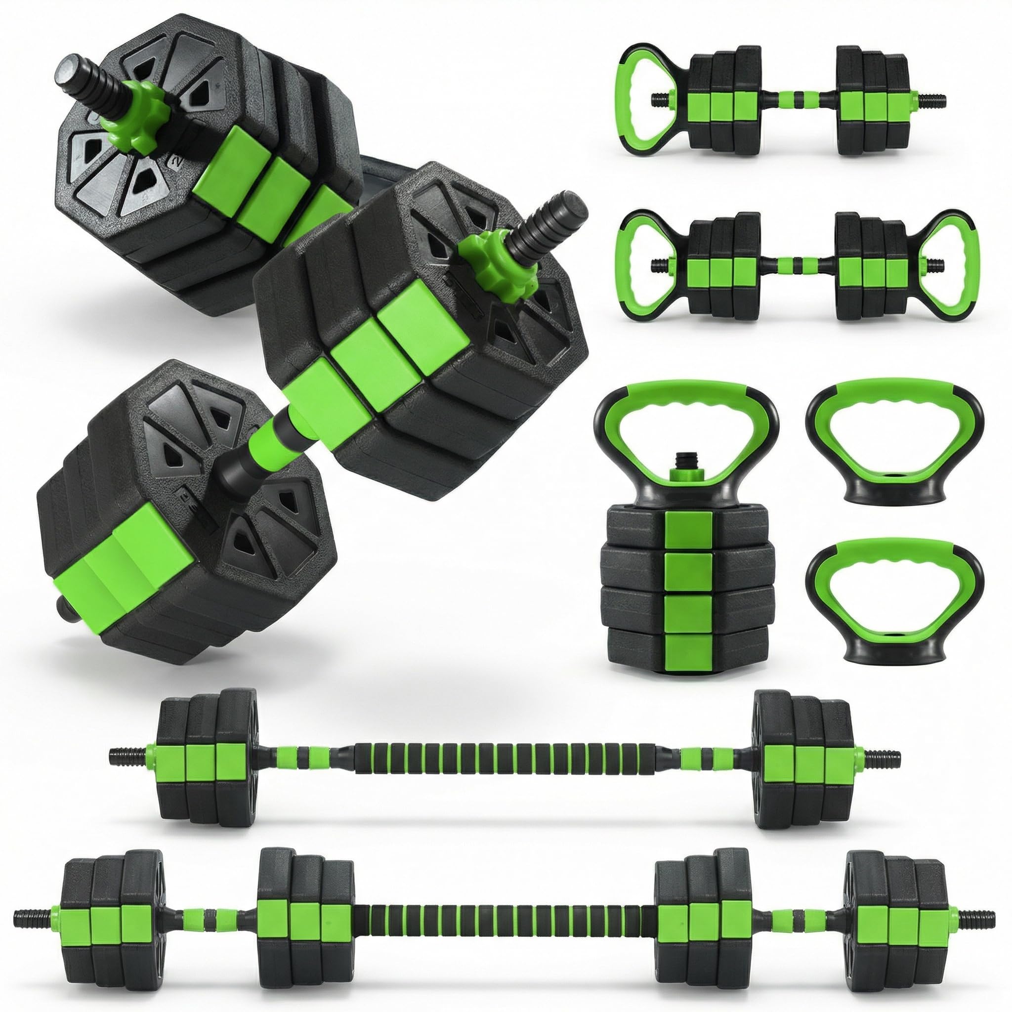 Adjustable Weight Set 44 88Lbs 4-in-1 Dumbbell Set and Barbell Weight Set for Home Gym Converts to Kettlebell