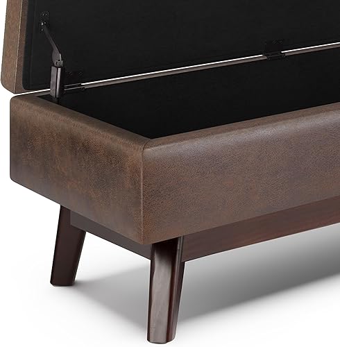 Miniatura 98 de SIMPLIHOME Owen - Bandeja rectangular moderna de mediados de siglo de 34 pulgadas de ancho, otomana pequeña para almacenamiento de mesa auxiliar, en