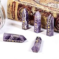 Vista 2 de mookaitedecor Juego de 7 piedras de cristal grabadas en fase lunar eclipse lunar para meditación decoración del hogar