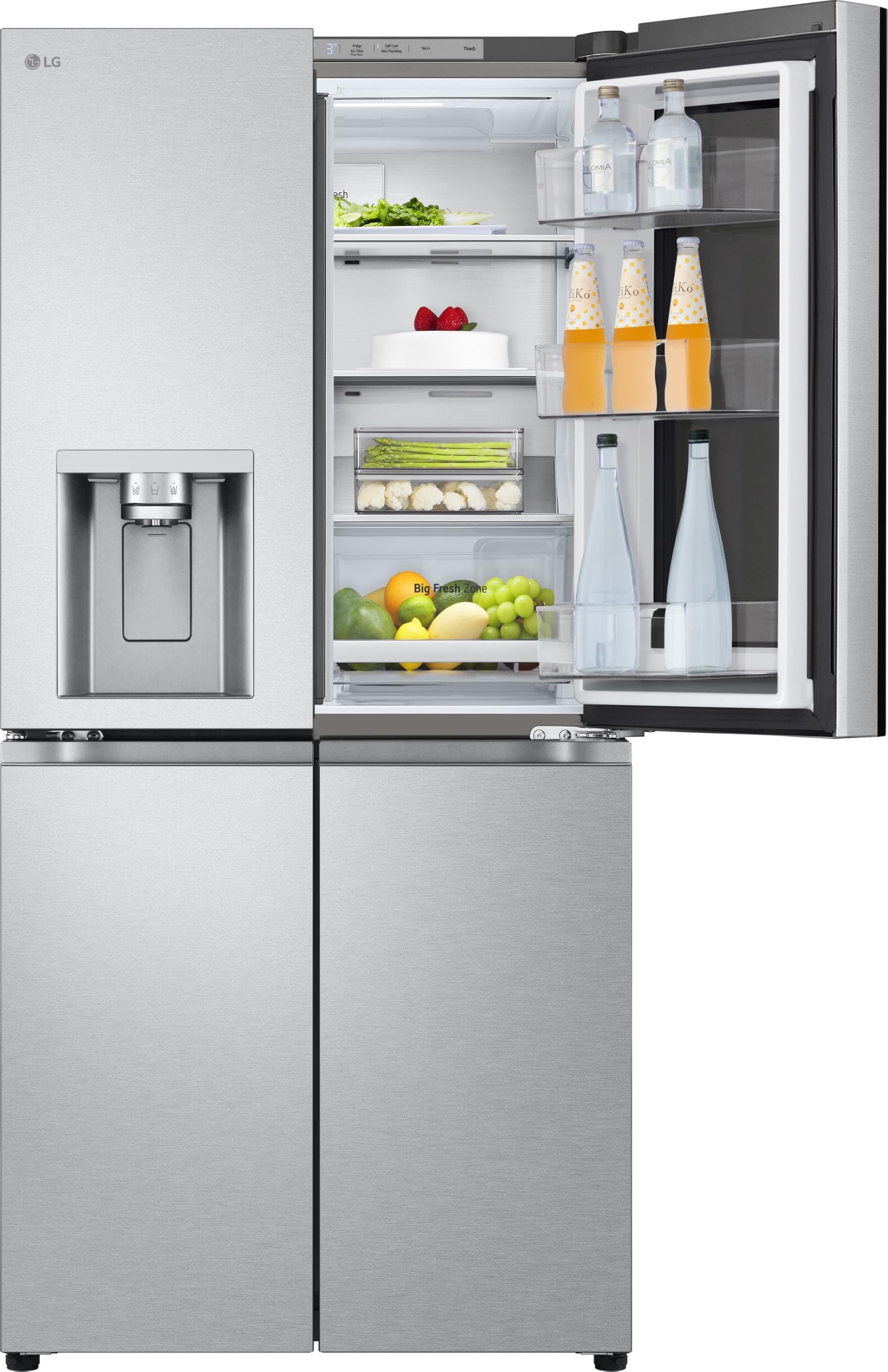 LG GMG861MBAE SLIM Multi-Door Kühlschrank mit Gefrierfach (508 L, Energieklasse E) mit InstaView, Eis- und Wasserspender, UVNano, Total No Frost, Silber