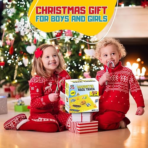 Miniatura 7 de Juguetes de pista de carreras para niños  (8 piezas) rompecabezas de azulejos magnéticos para niños juguetes para niños de 3 a 5 años con vehículo
