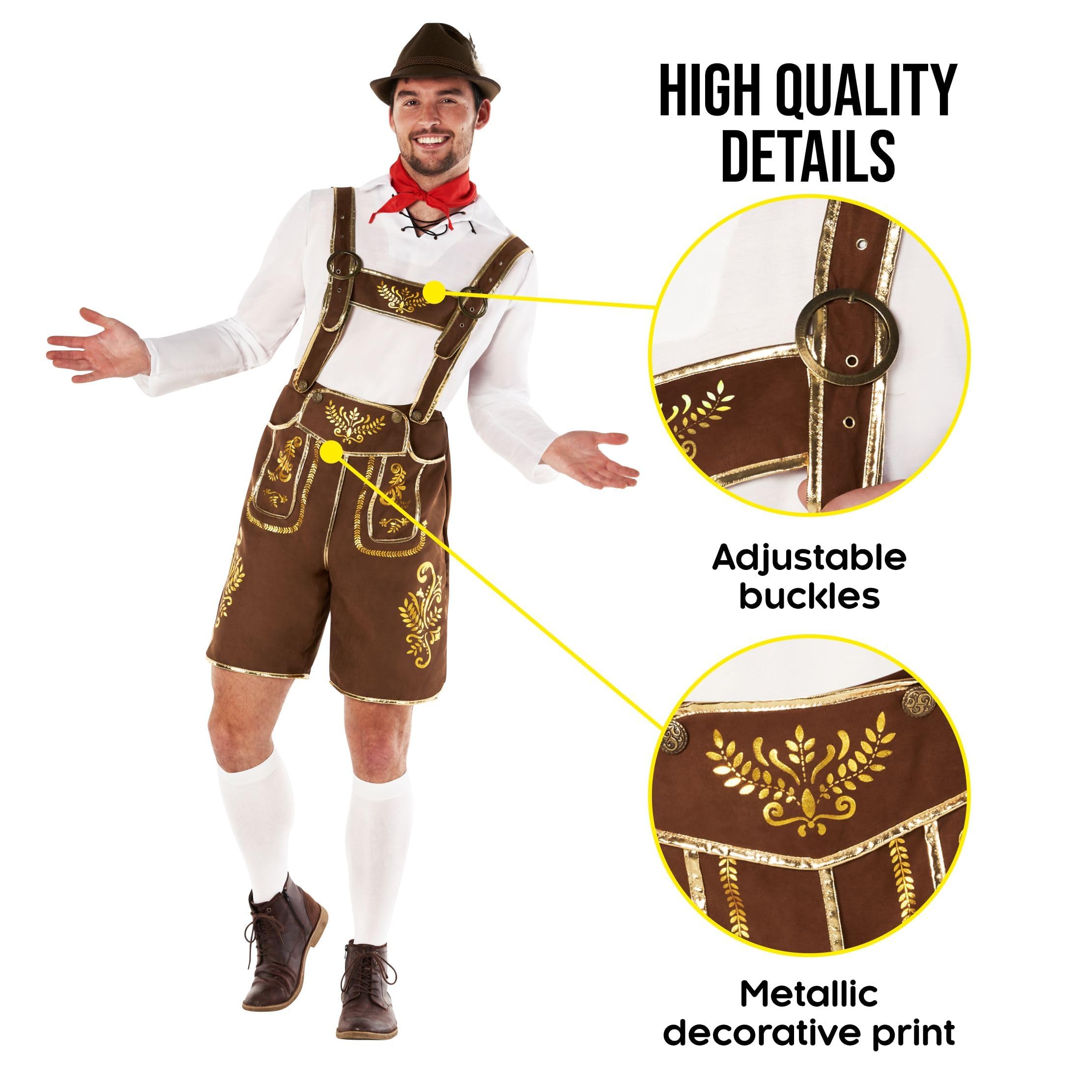 Morph Costume Tirolese Uomo - Vestito Bavarese per Oktoberfest, Abito Tradizionale per Halloween e Feste a Tema.