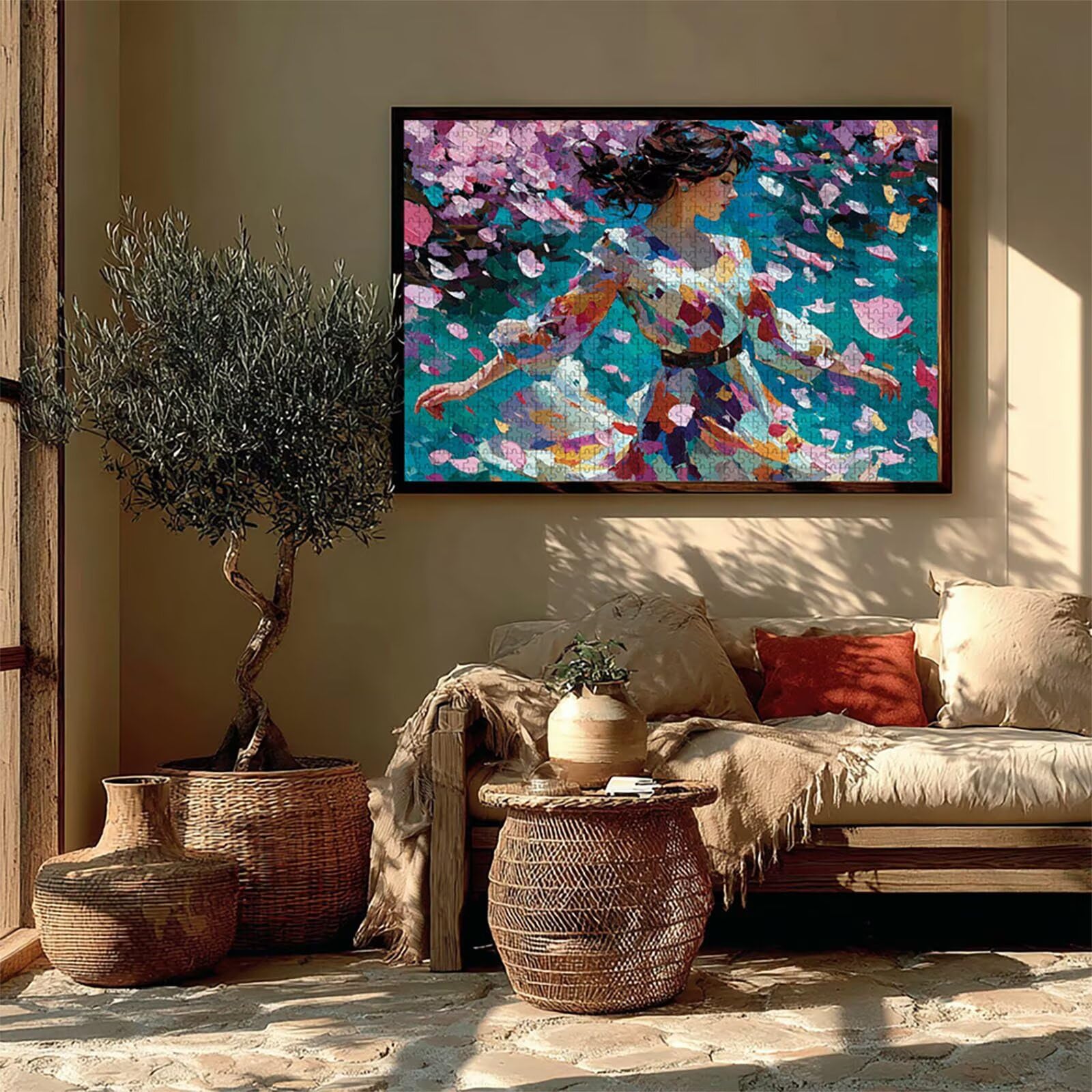 Puzzle 3000 elementów dla dorosłych, różowe, drewniane puzzle, 122 x 81 cm, części ściśle do siebie pasują, dla mężczyzn, kobiet, starszych seniorów, relaks i odstresowanie, prezenty, dekoracja