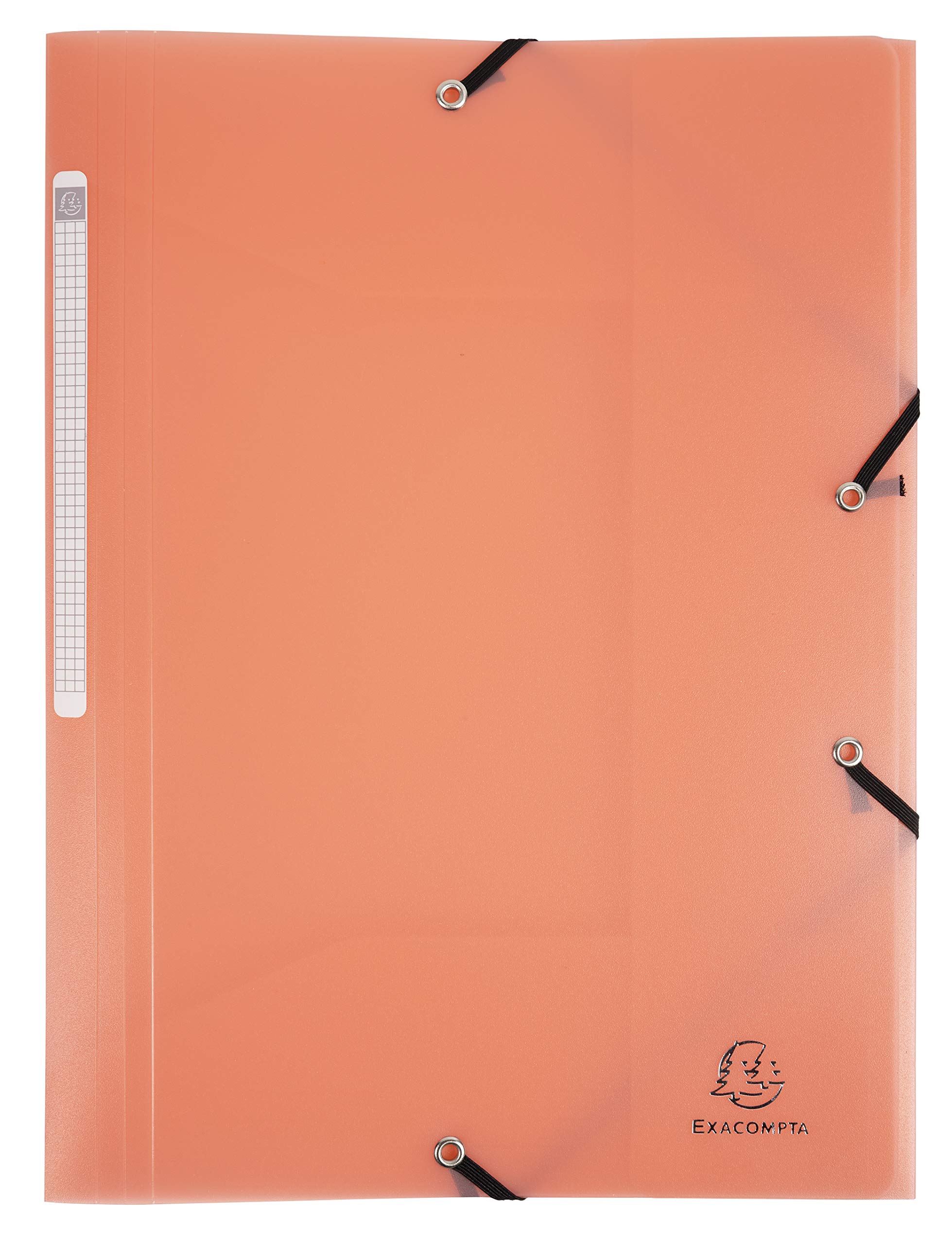 Exacompta - Ref. 55177E - set of 5 folders with elastic bands 3 polypropylene flaps - dimensions 24 x 32 cm - for A4 format - Chromaline Pastel - coral colour