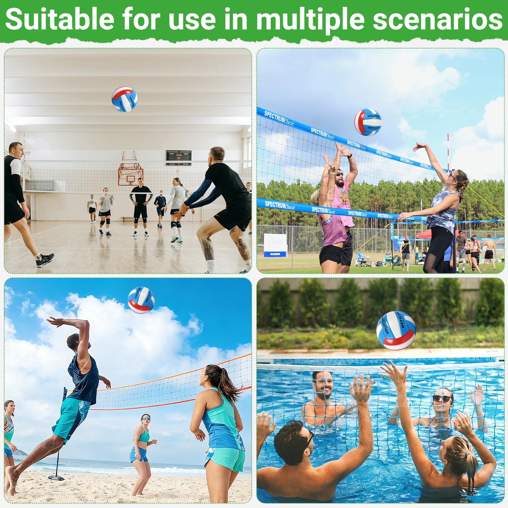 Volleybälle, offizielle Größe 5, wasserdicht, weich, für drinnen und draußen, Strand, Pool, Wasser, Sand, Spiel, Training, Match für Anfänger, Teenager, 6 Stück