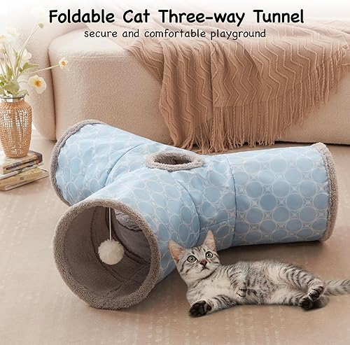 Vista 156 de Tempcore - Túnel para gatos con forma de tubo plegable de 3 vías, para interiores, juguete con forma de bola para mirar, para gato, cachorro, Moneda