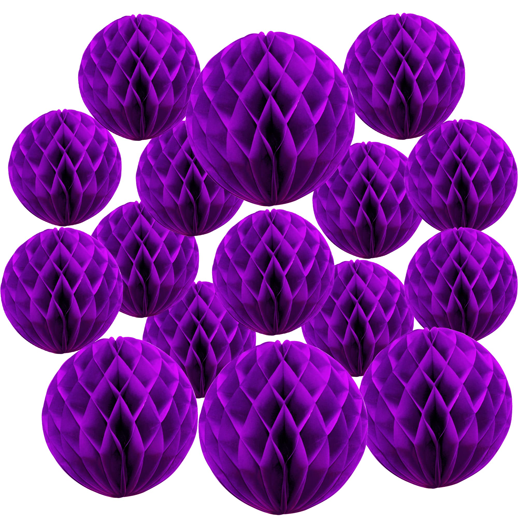 Time to Sparkle 16MIX Tissue Paper Honeycomb Balls Table Centrepiece Lantern Garland Wedding Decoration Purple