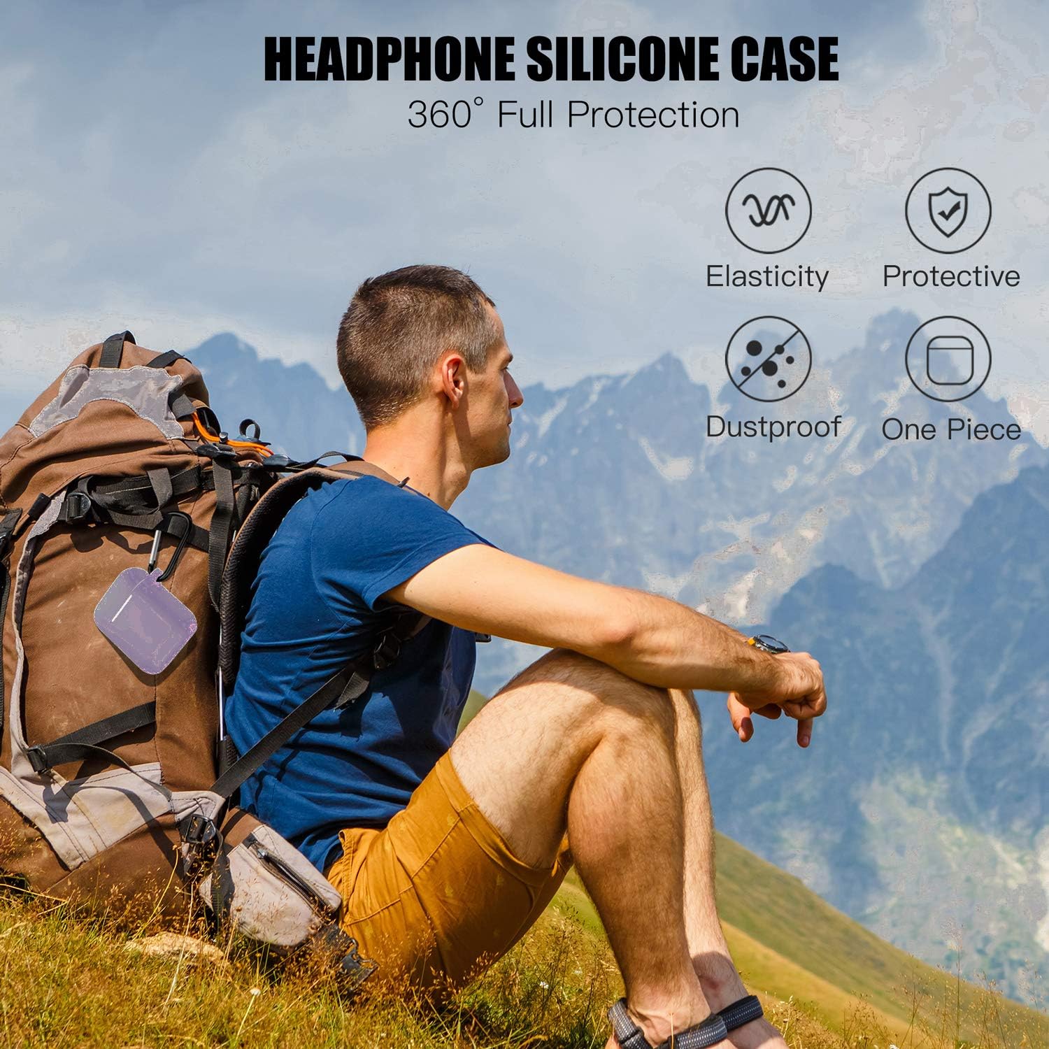 HAndPE Silicone Case Full Protective Cover[Front LED Visible] for Apple Airpods 2 [Compatible with Airpods 1] (Violet)