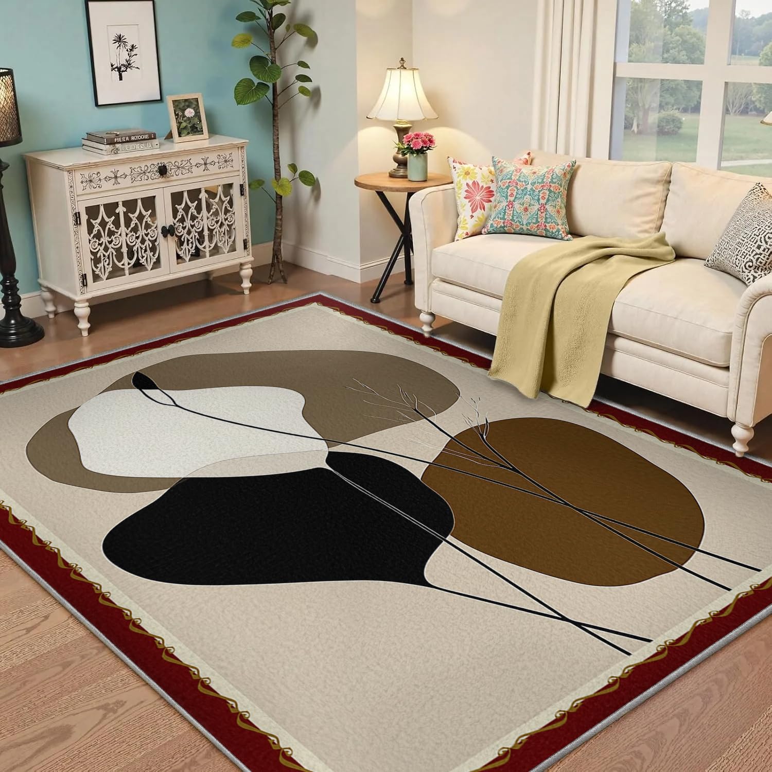 Tapis abstrait moderne pour créer un coin bureau cosy et design à la maison