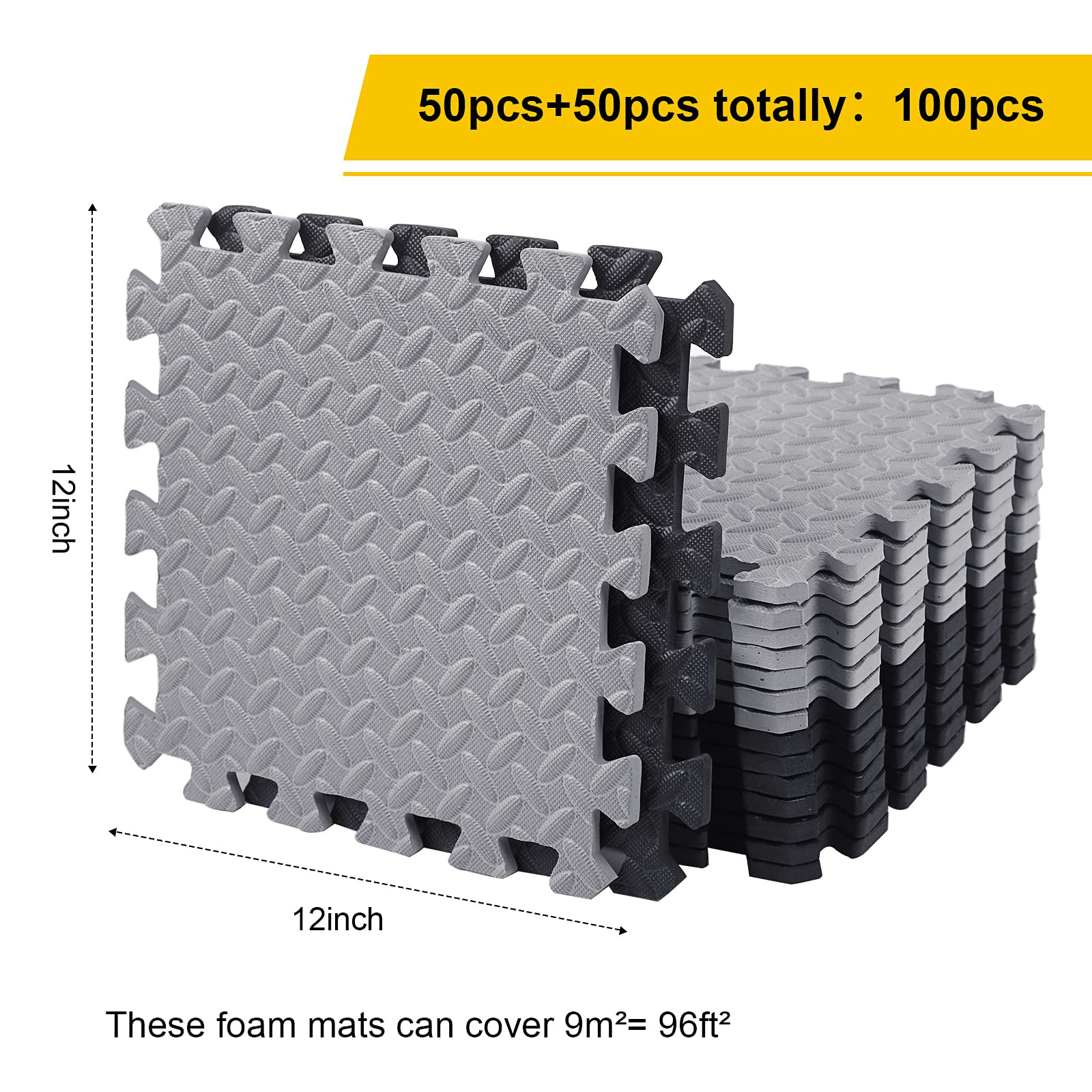 Amazon.co.jp: フォームマット フロア用 100枚 12 x 12インチ