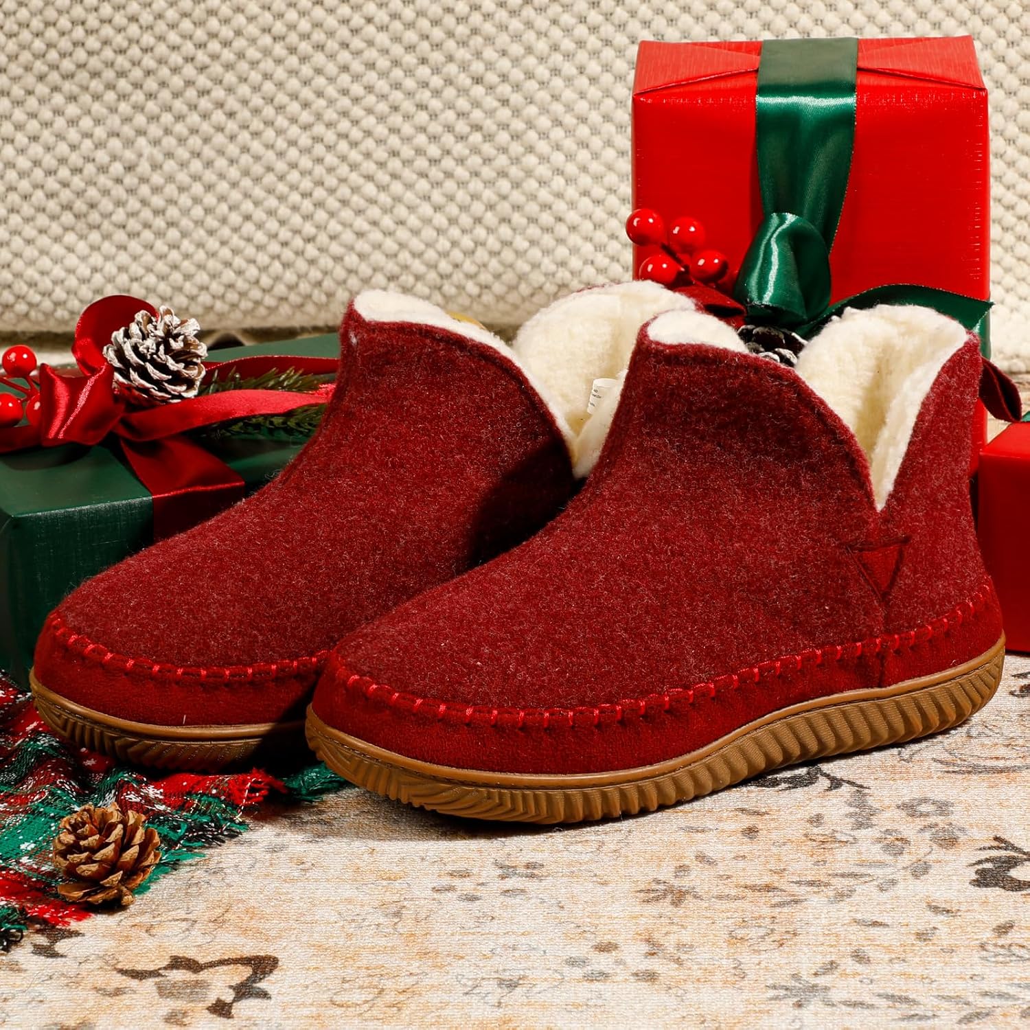 Zizor Women's Moccasin Bootie Slippers with Cosy Memory Foam, Ladies' Toasty Slip on House Shoes with Hard Outdoor Indoor Rubber Sole - Image 3