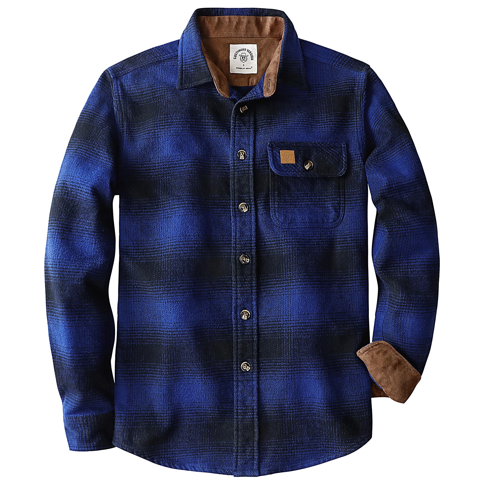 Dubinik® 13oz Super Schweres Flanellhemd Herren Hemd Langarm Kariert Warmes Casual Baumwolle Schwer Button Down