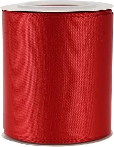 Miniatura 8 de Cinta roja de poliéster satinado de doble cara de 3 pulgadas para decoración de bodas, banda de silla, envoltura de regalos, recuerdo de fiesta,