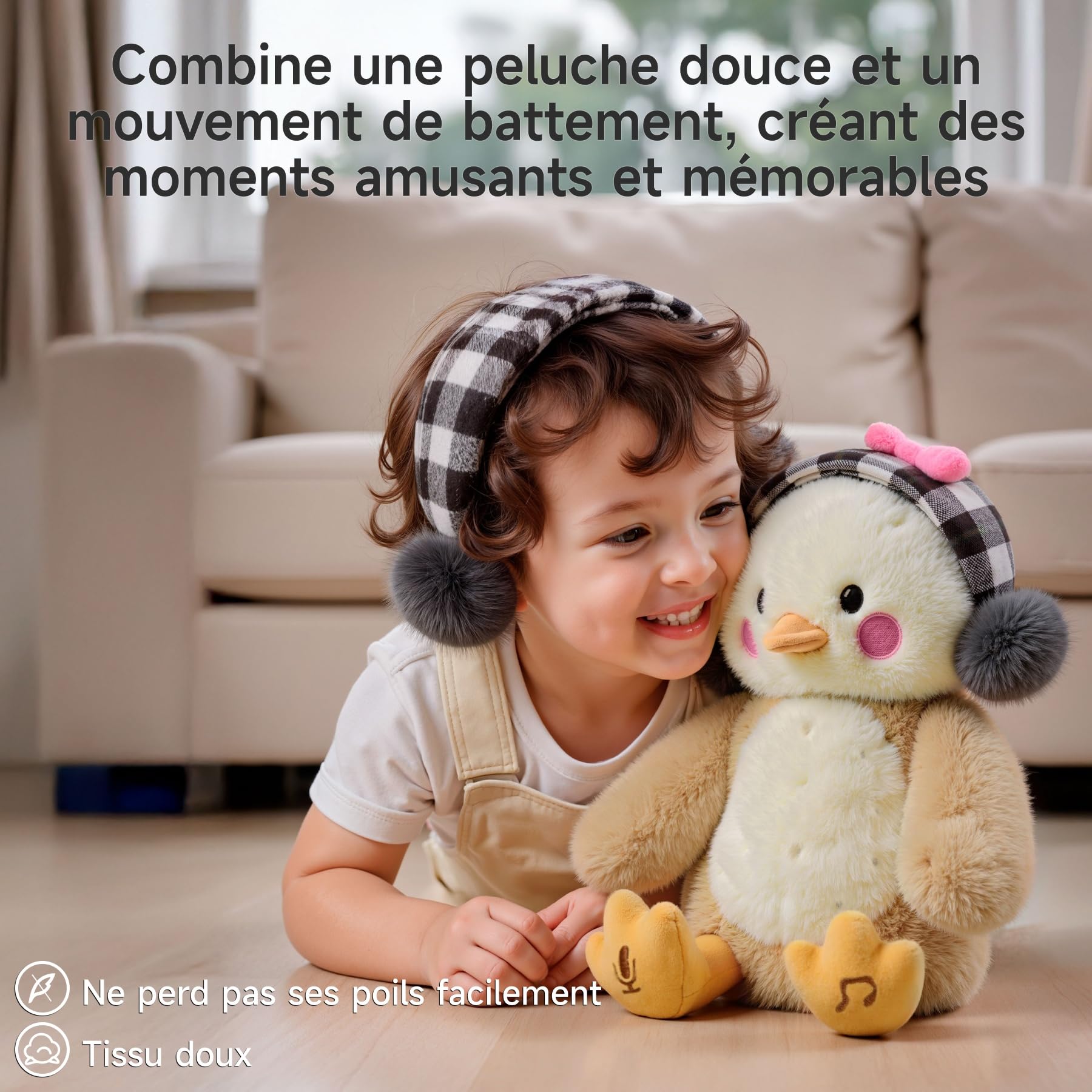 TUMAMA Kids Peluche Animal Qui Danse et Repete pour Bebe, Interactif Musical Jouet avec Enregistrement, Dansante Parlante Jouets Enfant, Peluches Poulet et Animaux Interactifs, Répéte Hug me, Kiss Me