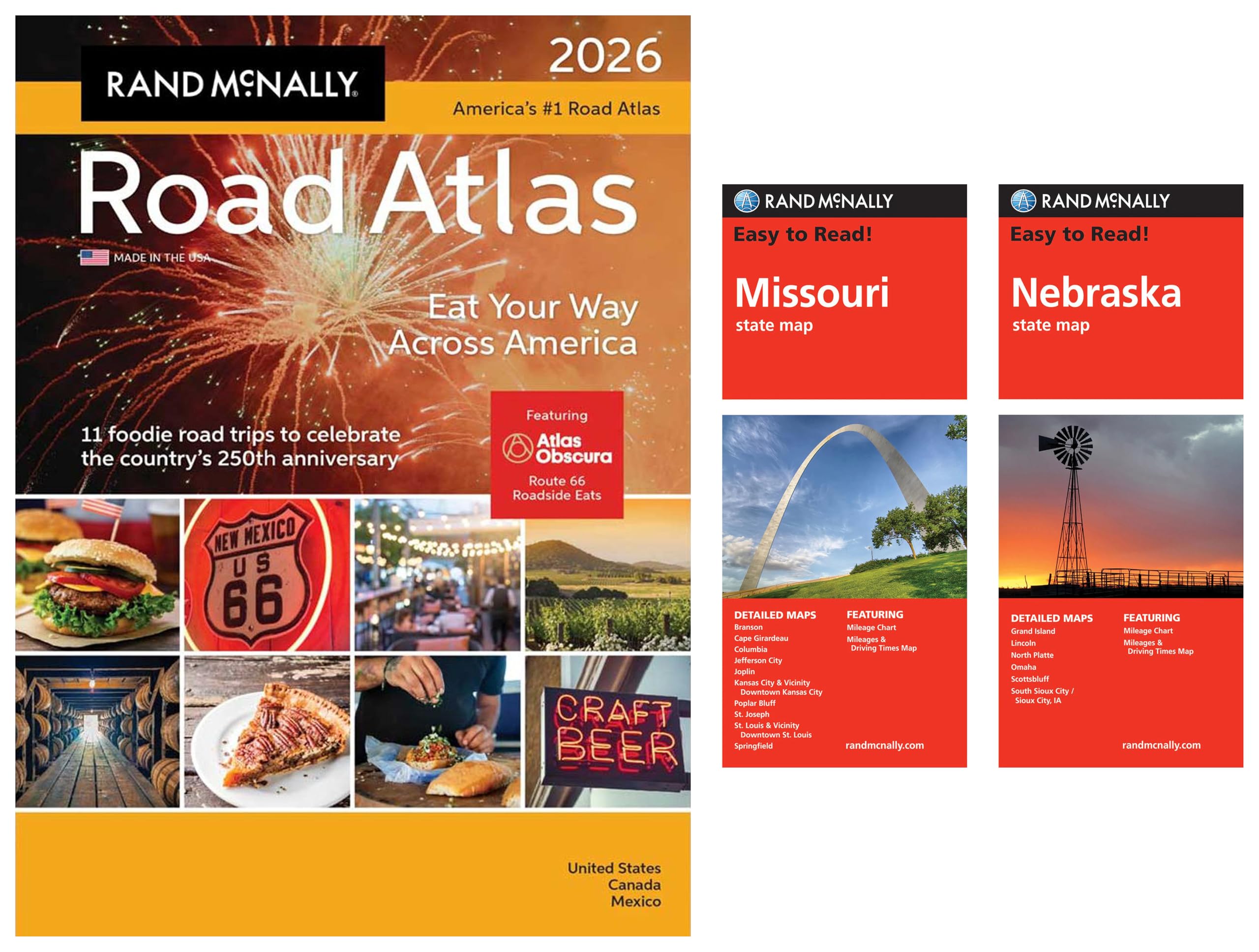 2026 Road Atlas with Easy to Read Missouri & Nebraska State Maps