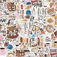 Coffee Theme Cute Cartoon Vinyl Stickers Pack for Lovers Baristas Laptop Water Bottle Scrapbooking Journaling Gift 50pcs Hard Kids Teens Adults Motorcycle Hat Skateboard Bike