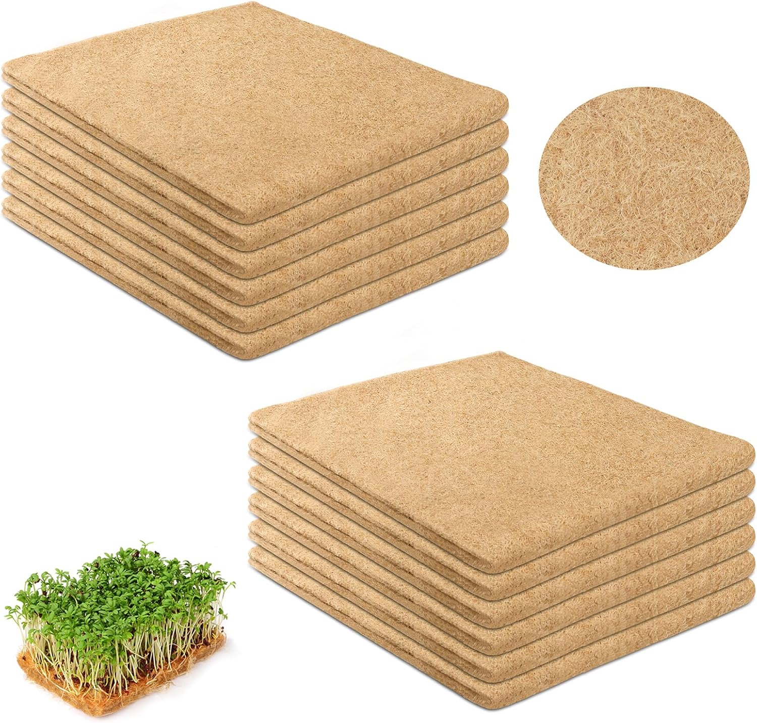 Legigo 12 Pack Jute Plant Grow Mat for Microgreens 10" X