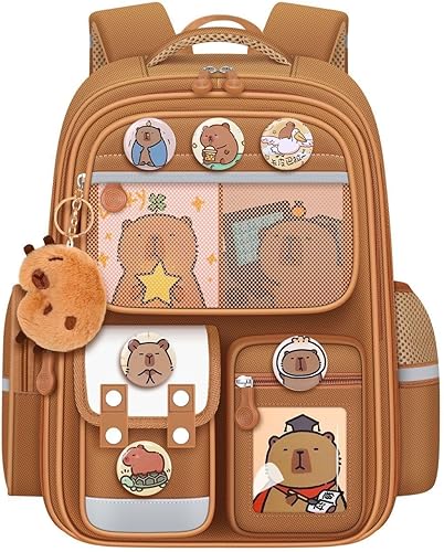 Linda mochila Capybara con funda elegante y más pines, bolsa de dibujos animados para laptop, utilidad de viaje, divertida bolsa casual para salir