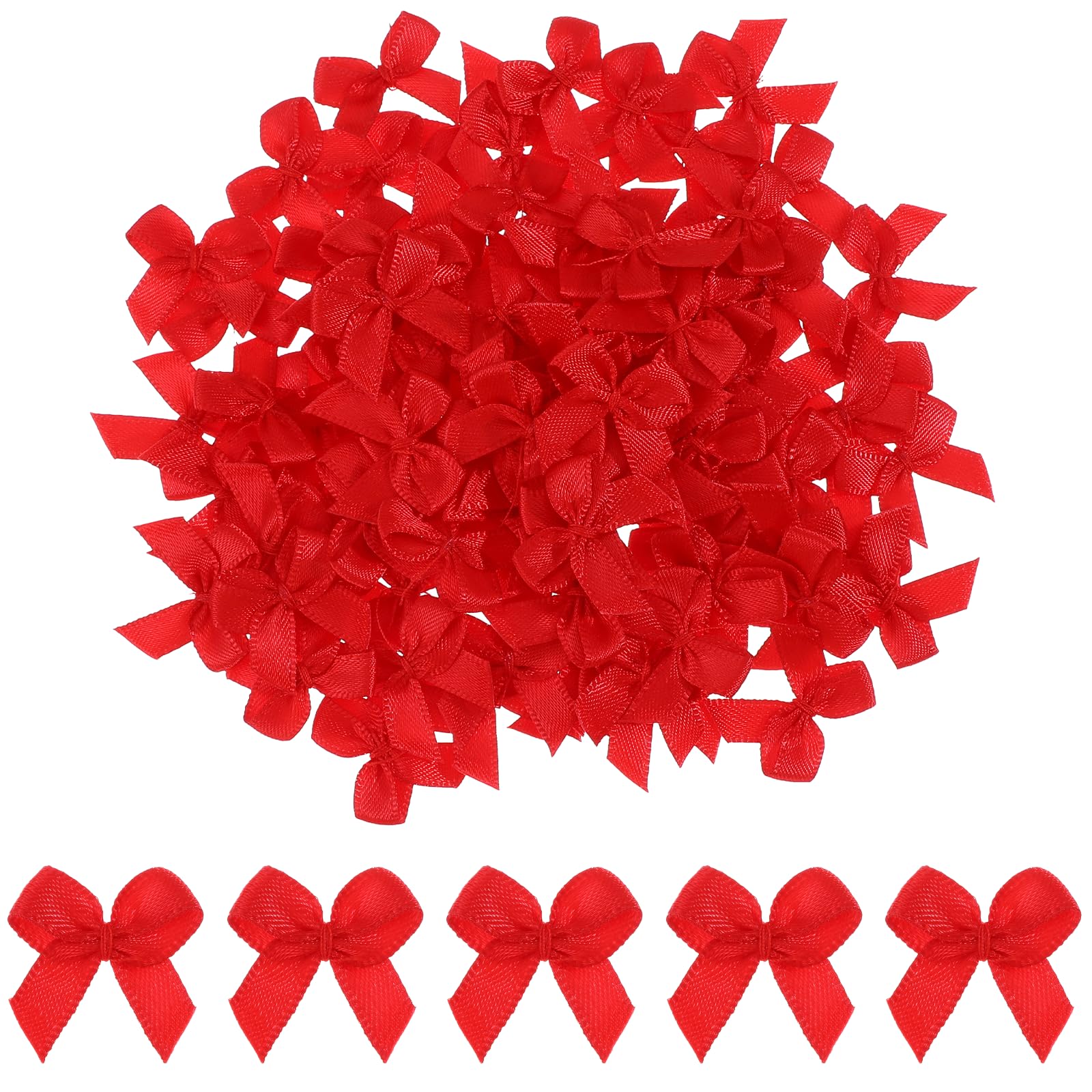 Photo 1 of 100PCS Mini Red Bows, Mini Satin Ribbon Bows, Small Red Bow, Tiny Bow for DIY Crafts, Sewing, Gift Wrapping, Wedding, Birthday, Christmas, Party, Scrapbooking and Decorations (2.2x2.2cm)