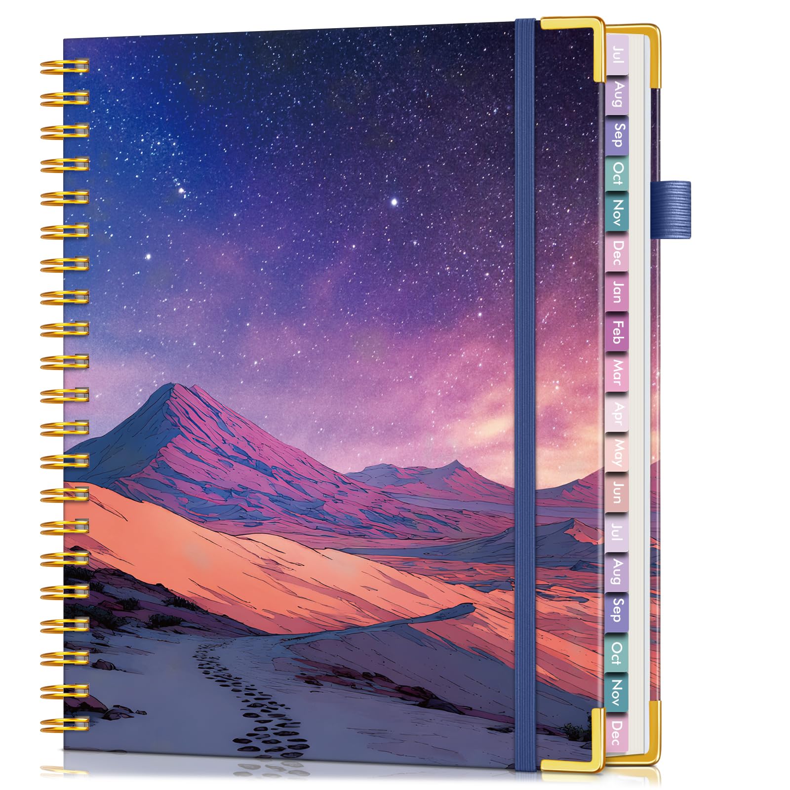 A4 18 Months Academic Planner 2026-2027, Weekly and Monthly Calendar Planner from July 2026 - June 2027, Hardcover Leather Book with Tabs, Spiral Daily Planners for College School Teacher Student