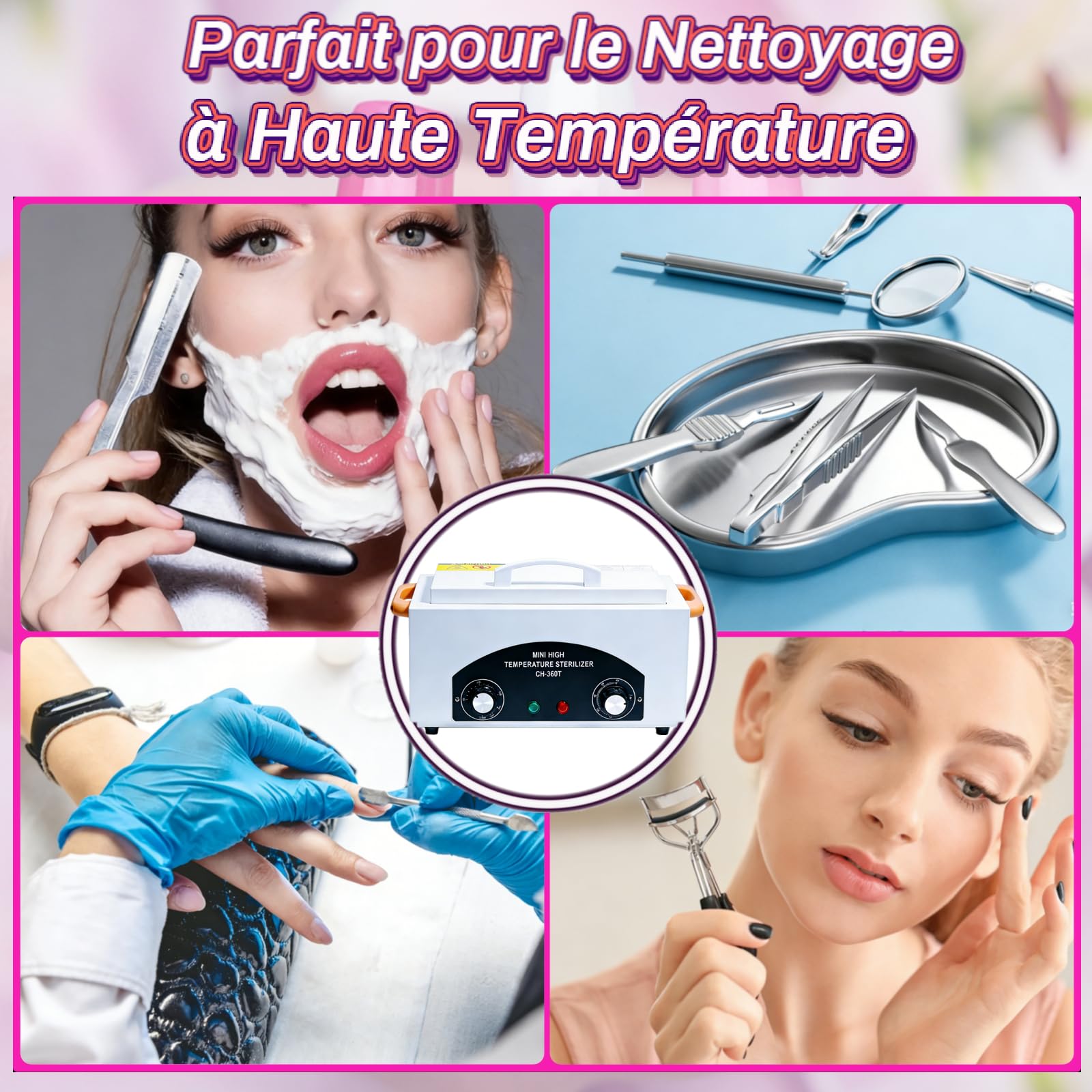 Stérilisateur Électrique à Air Chaud, Haute Température, 300W 220℃ | Autoclave Sterilisateur Onglerie, Minuterie Réglable, Sterilisateur Electrique pour Outils de Manucure, Pédicure, Coiffure