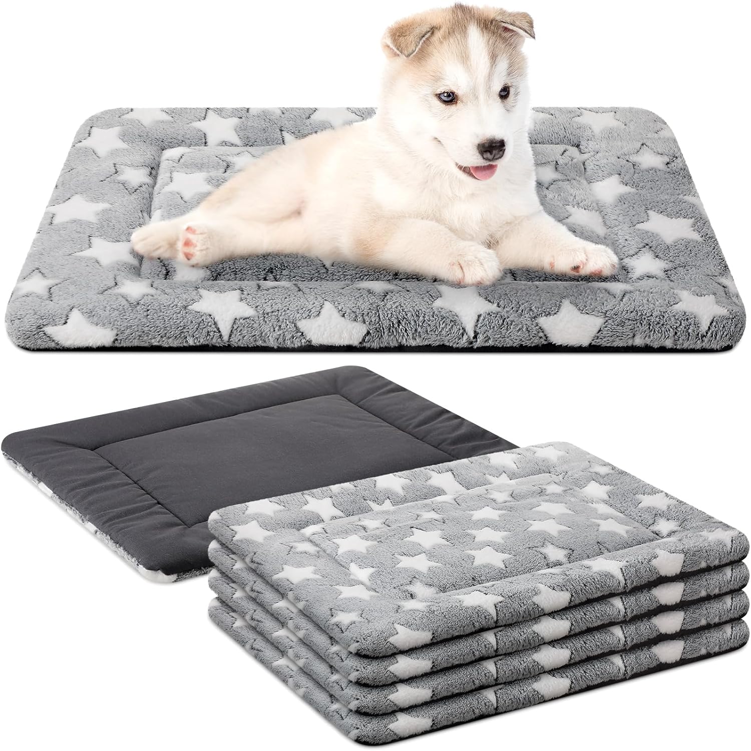 VitalCozy 4 Pcs Dog Bed Mat Dog Crate Pad Reversible Dog