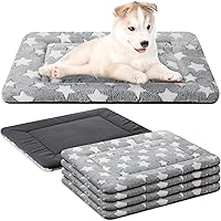 VitalCozy 4-Pack Dog Crate Pads 18x24 Inch - Reversible Ultra Soft Warm Washable Kennel Mats for Small Medium Dogs Cats Gray