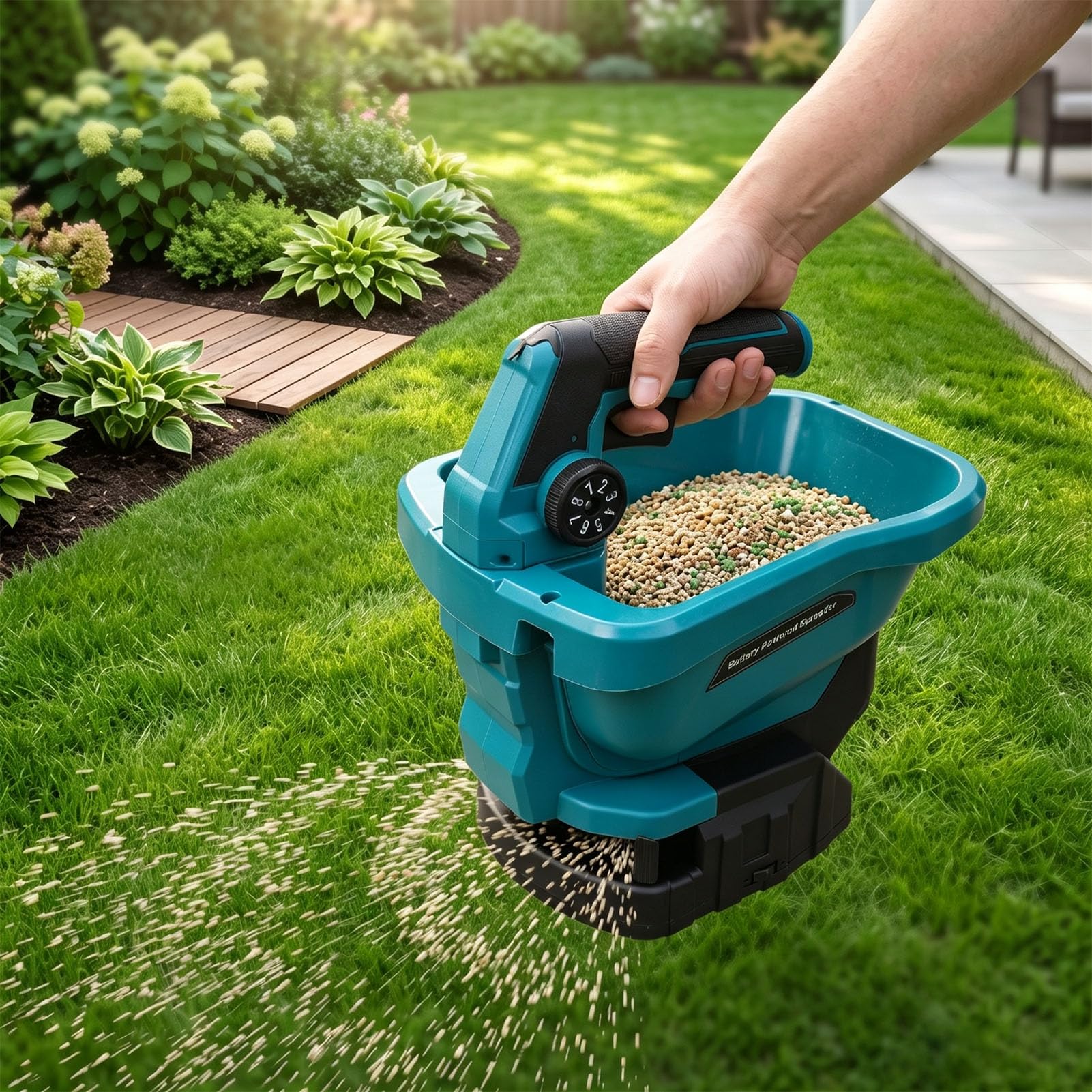 Asixxsix Épandeur D'engrais alimenté par Batterie (EU)