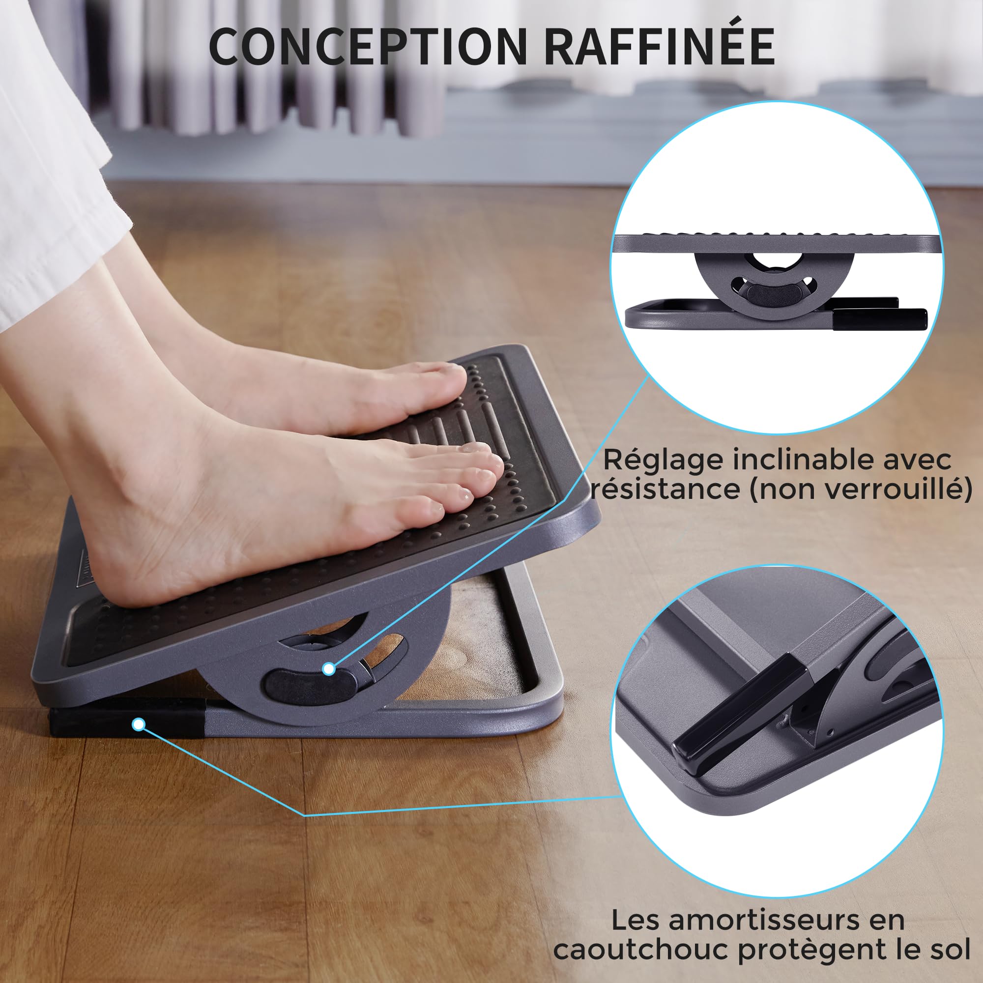 EUREKA ERGONOMIC Repose-pieds Réglable sous Bureau en Métal (Noir)