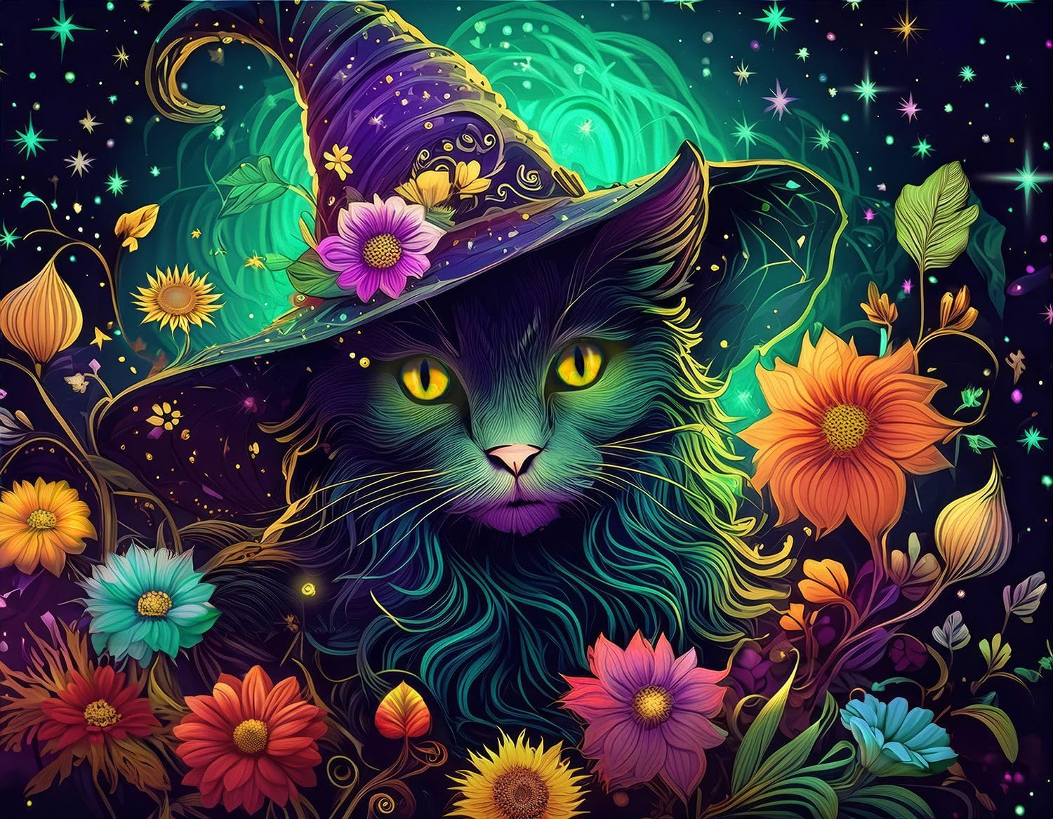 SpringbokEnchanted Cat 1000 Piece Jigsaw Puzzle Features a Mystical Cat in This Halloween Themed Puzzle