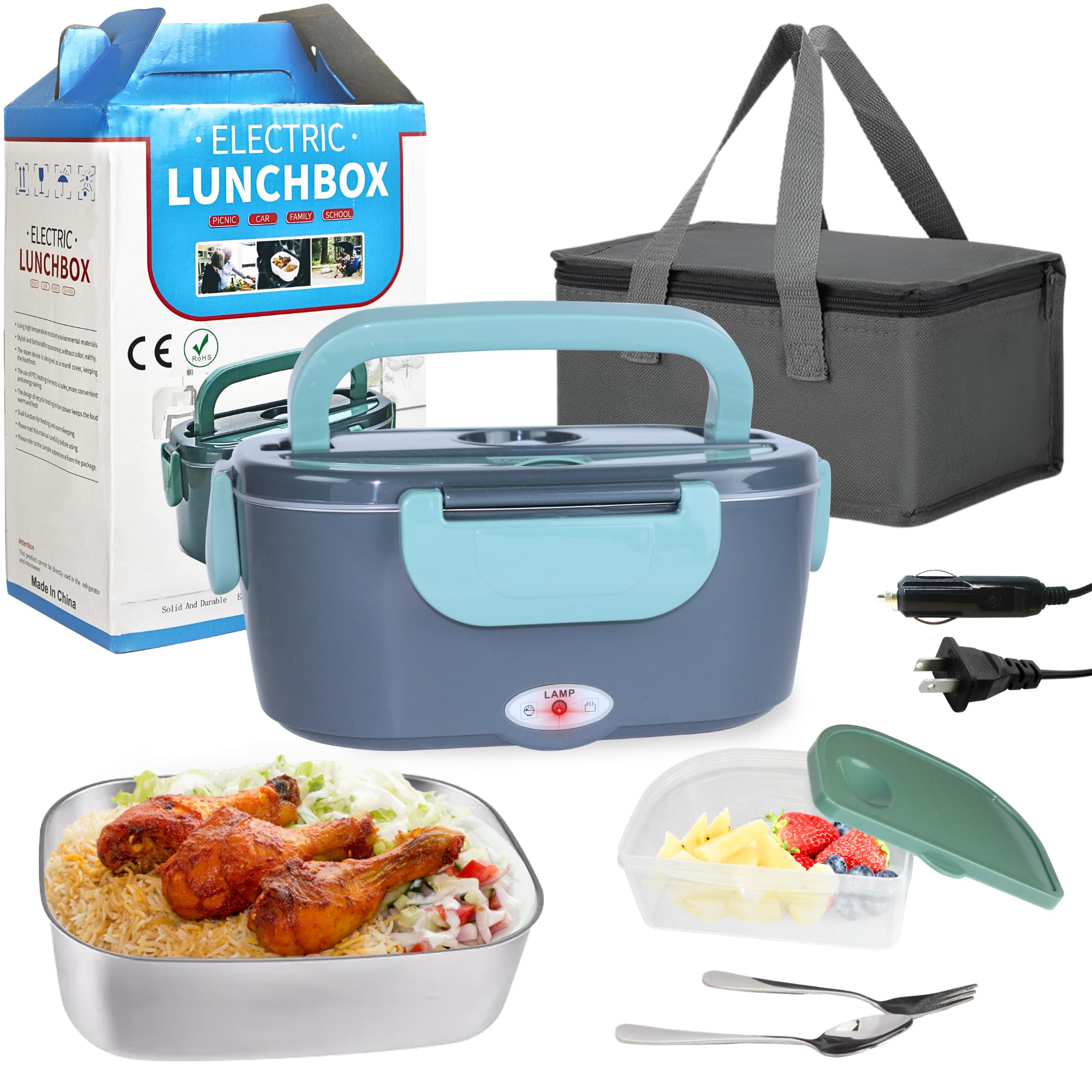 TomyBust Heated Lunch Box for Adults Portable and Rechargeable Stainless Steel Electric Lunch Box Ideal for Work or Travel 60 Oz